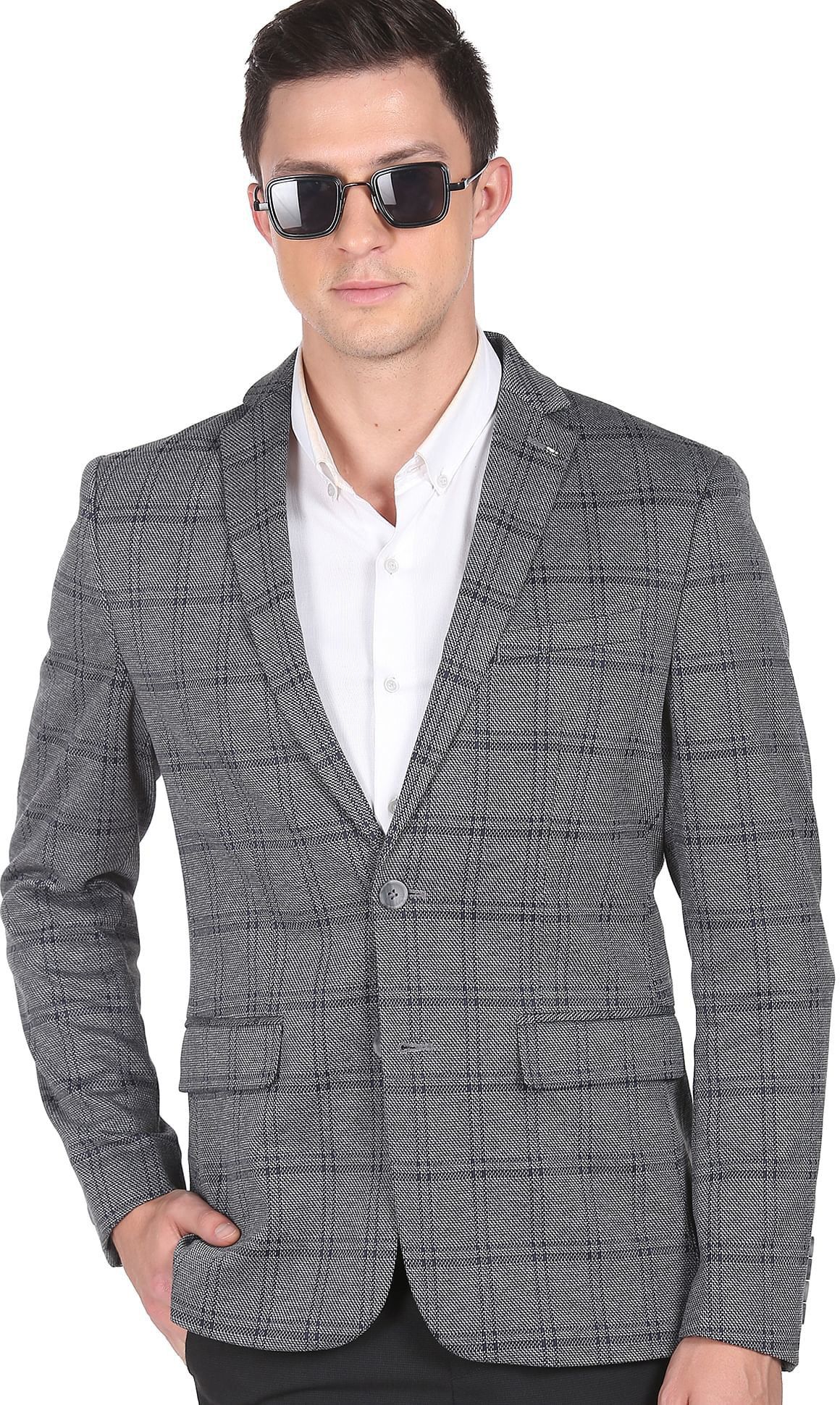 arrow Men Checkered Single Breasted Formal Blazer-picture-15