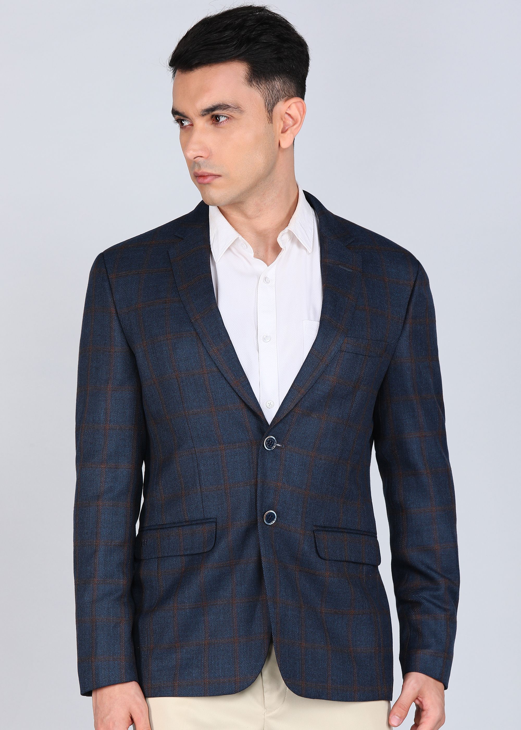 peter england Men Checkered Tuxedo Style Formal Blazer-picture-17