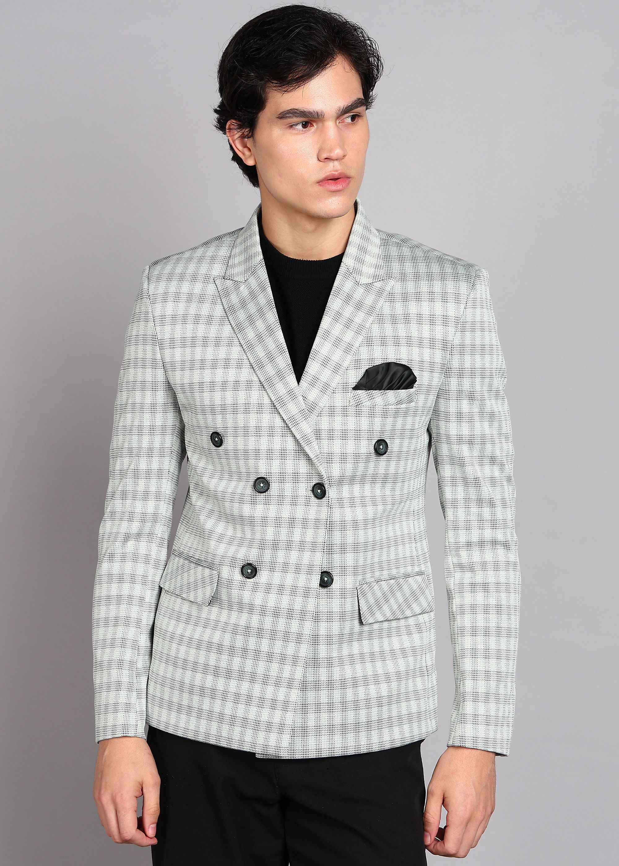 killer Men Checkered Double Breasted Casual Blazer-picture-31
