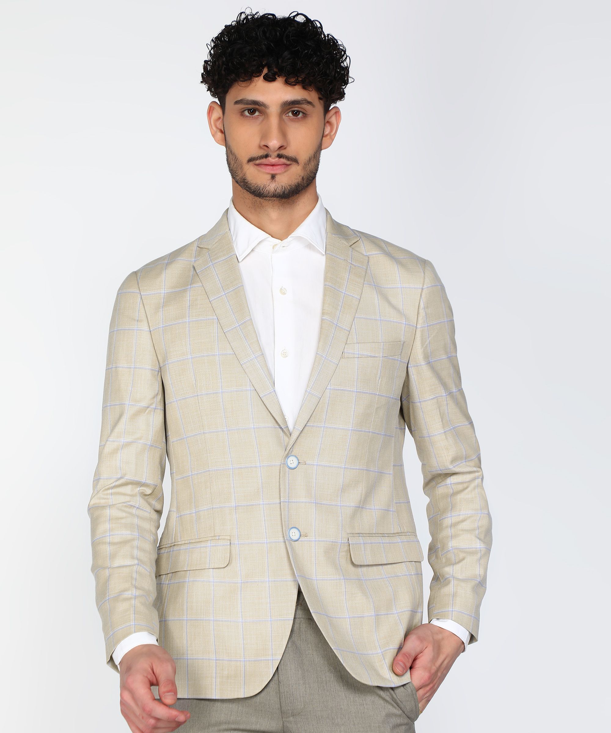 park avenue Men Checkered Single Breasted Formal Blazer-picture-38