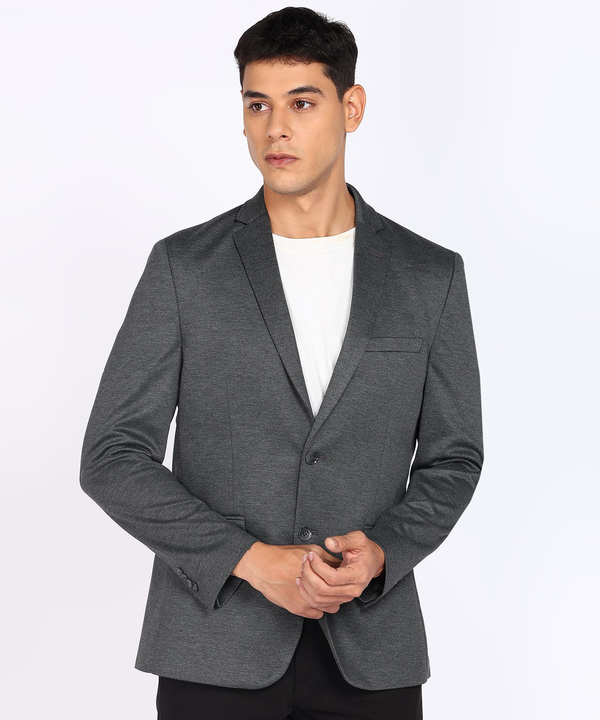 peter england Men Self Design Single Breasted Formal Blazer-picture-34