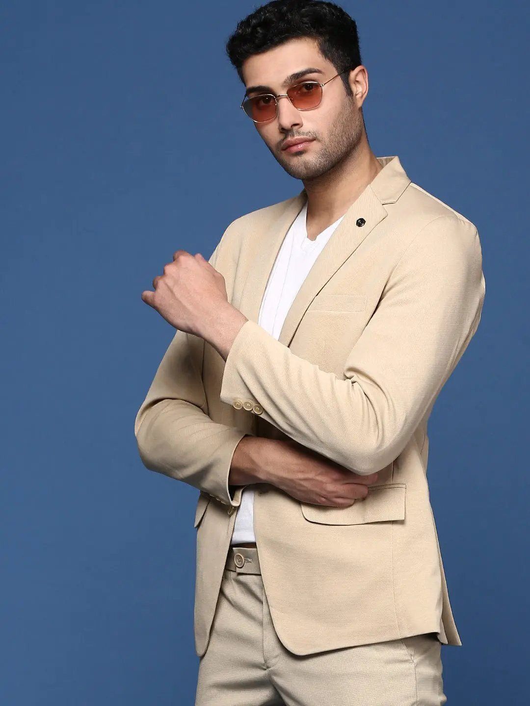 showoffff Men Solid Single Breasted Formal Blazer-picture-34