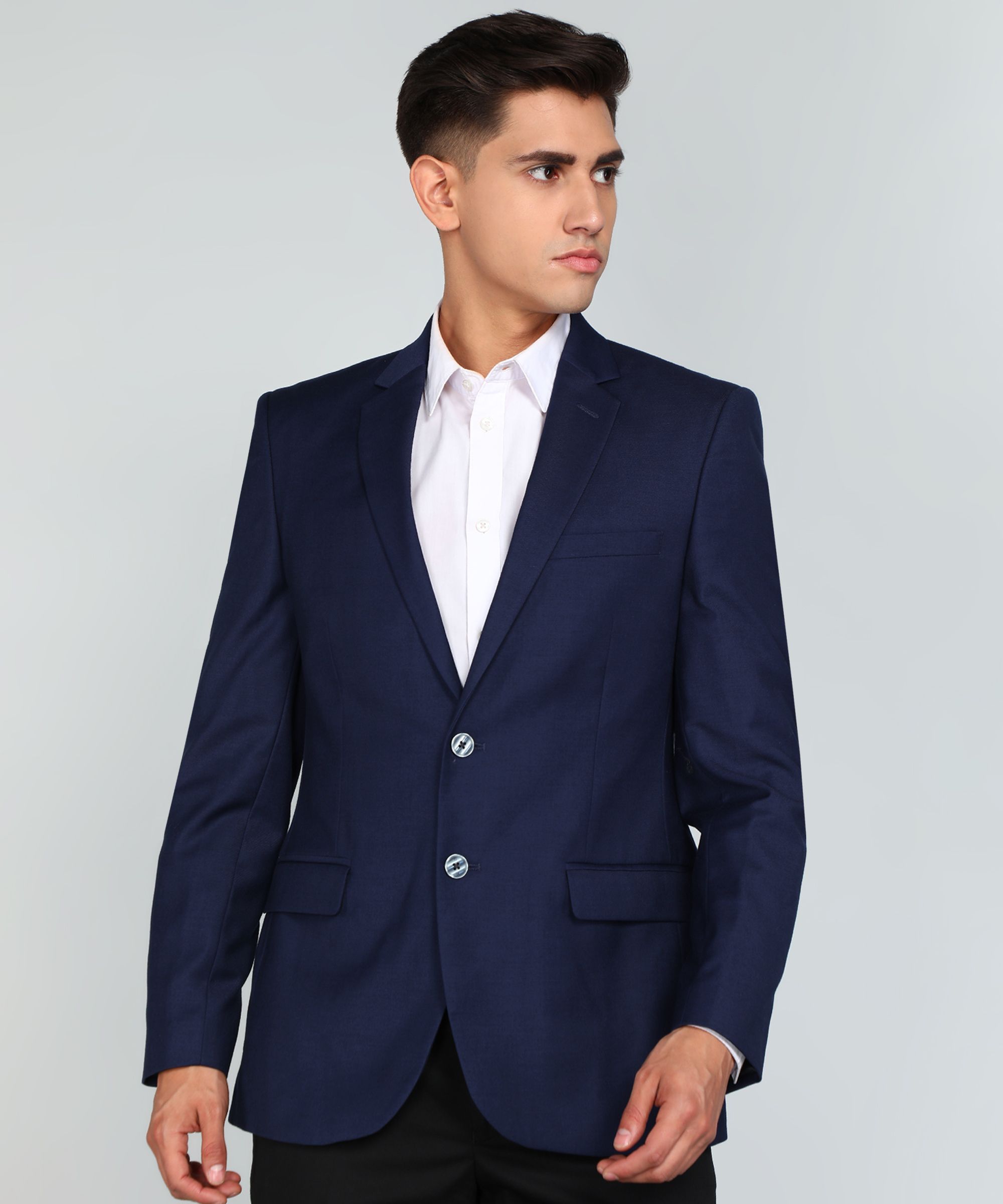 raymond Men Solid Single Breasted Formal Blazer-picture-17