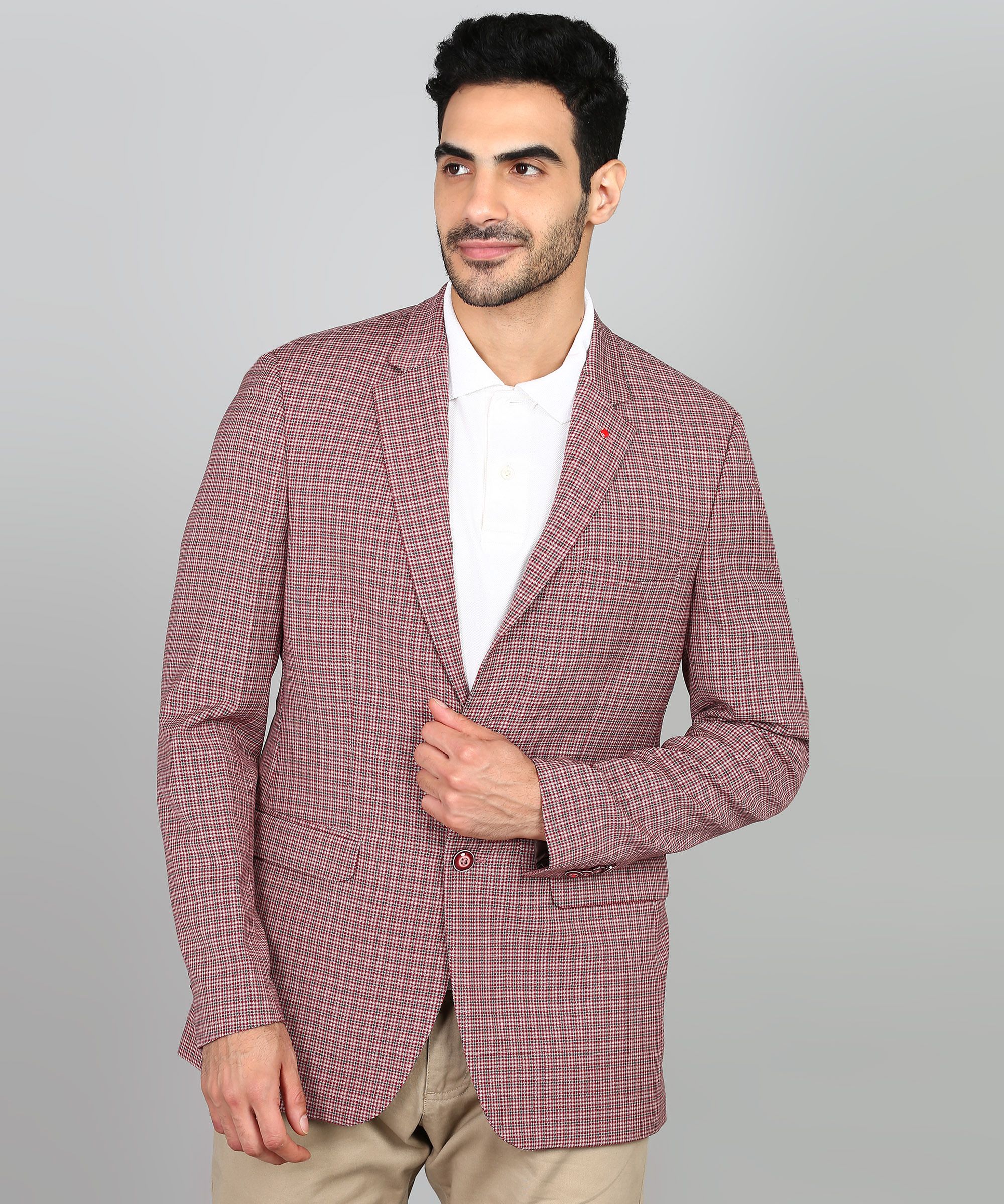 Men Checkered Single Breasted Casual Blazer-image-47
