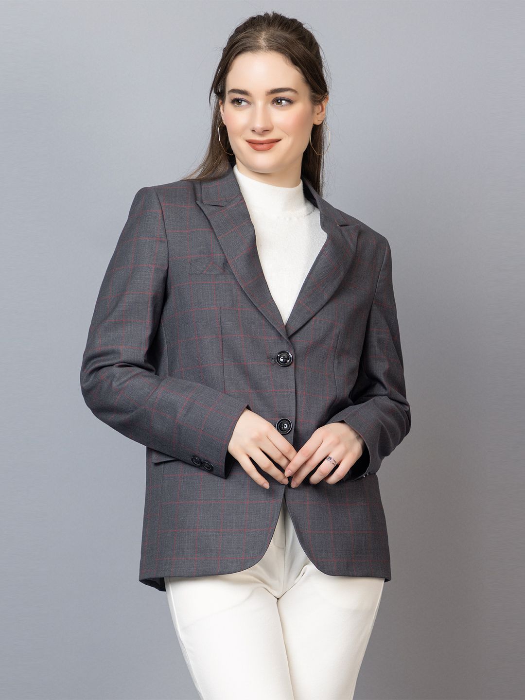 chkokko Women Solid Single Breasted Formal Blazer-picture-32