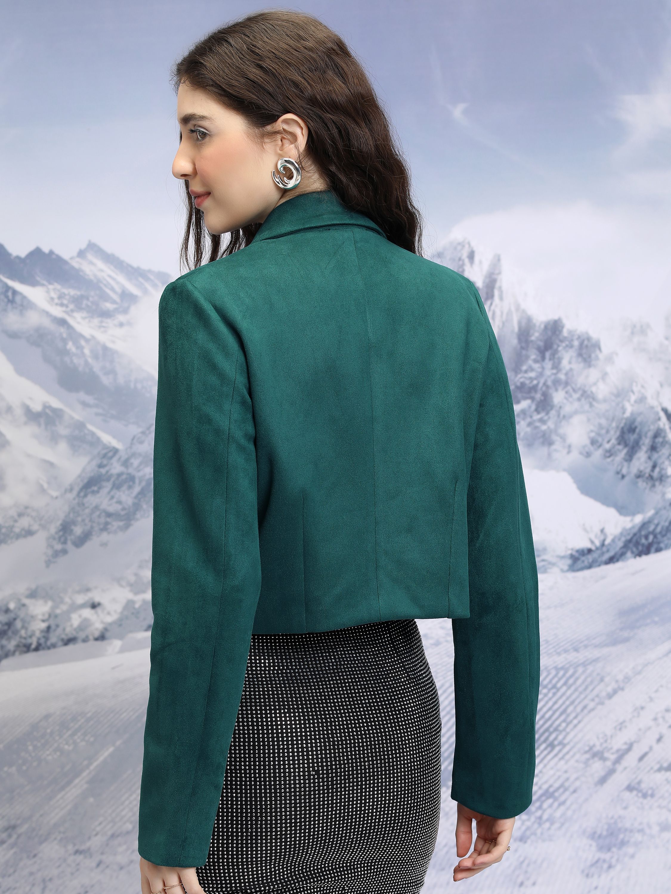 Women Solid Tuxedo Style Casual Blazer