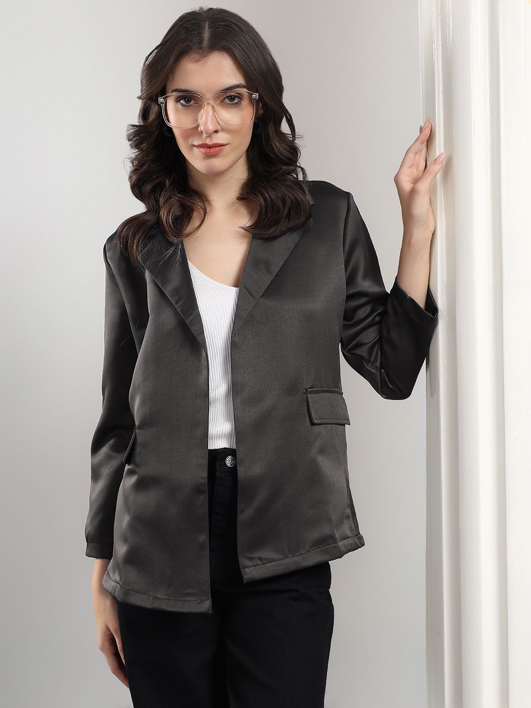 kotty Women Solid Mandarin Casual Blazer-picture-19
