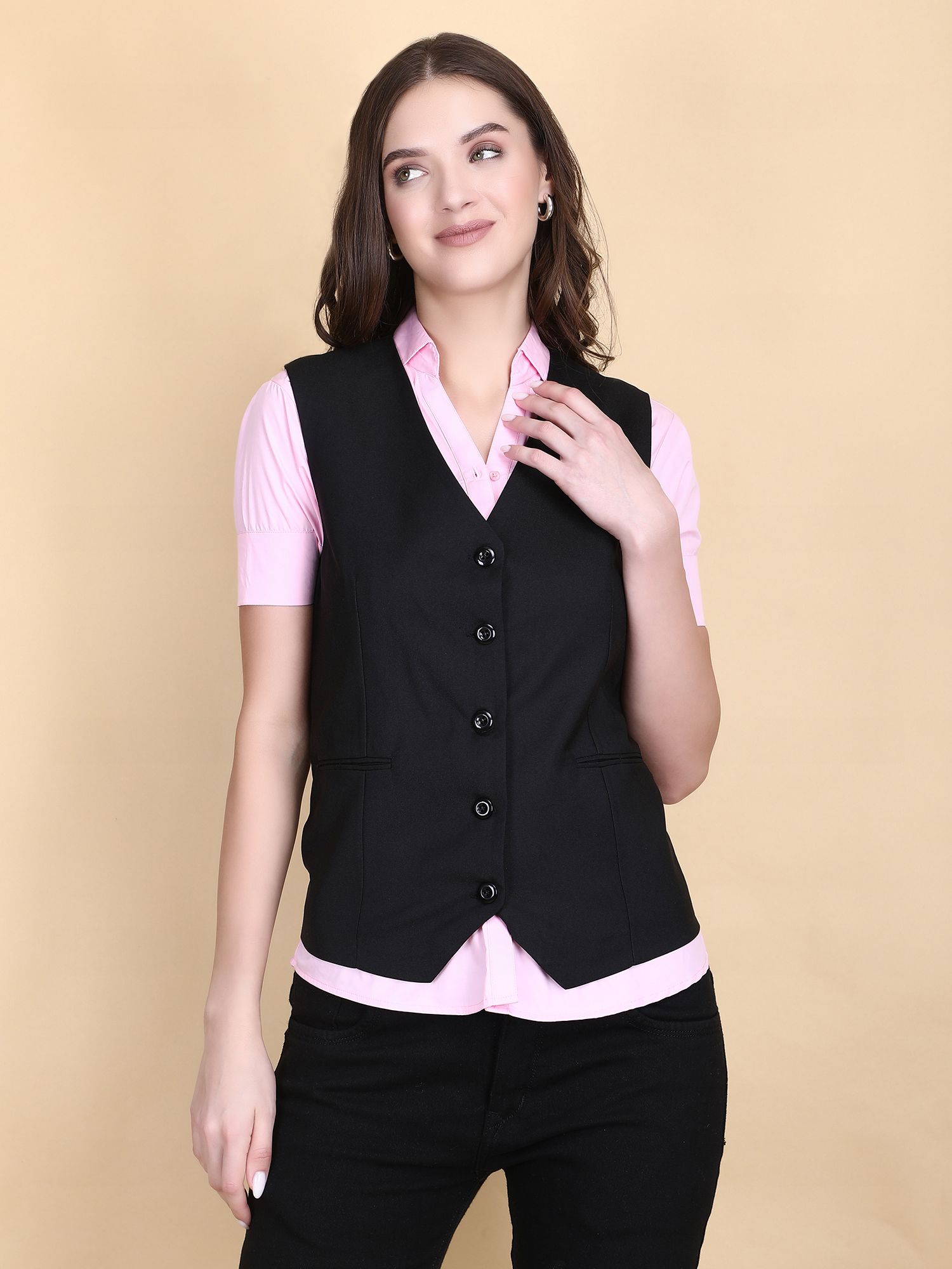 yellow pine Women Solid Single Breasted Formal Blazer-picture-21
