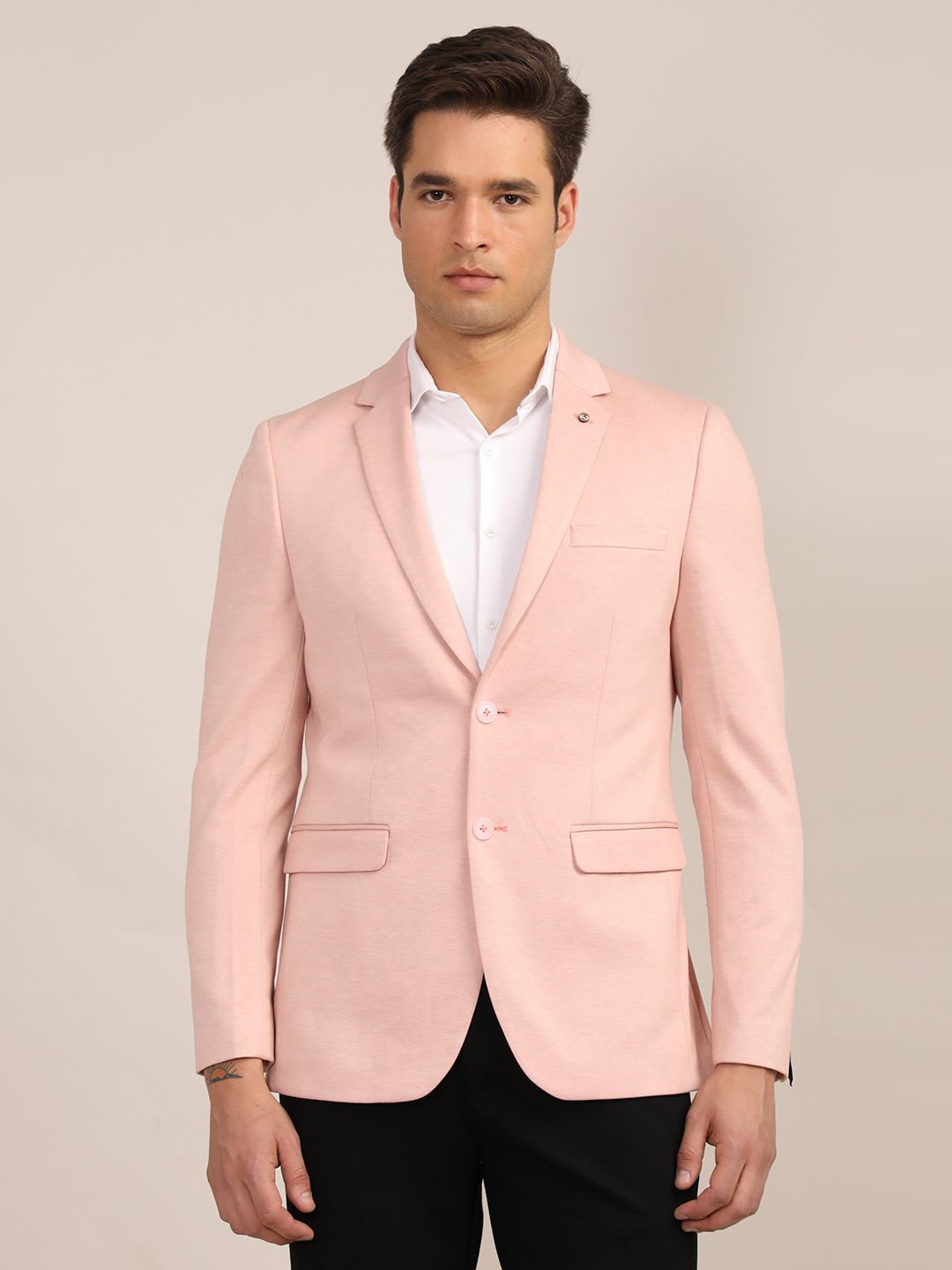 Men Solid Single Breasted Casual Blazer