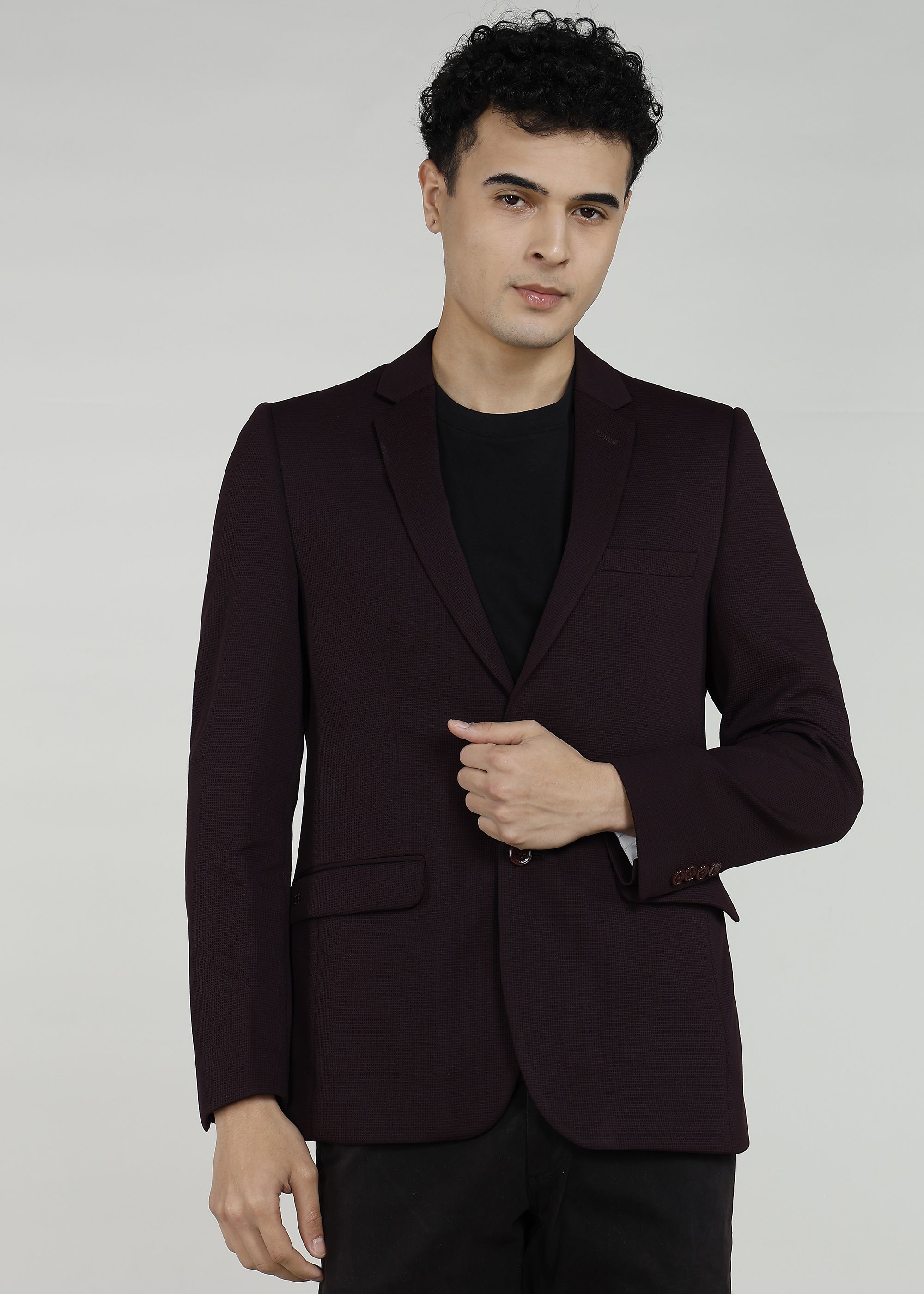 peter england Men Self Design Single Breasted Casual Blazer-picture-18