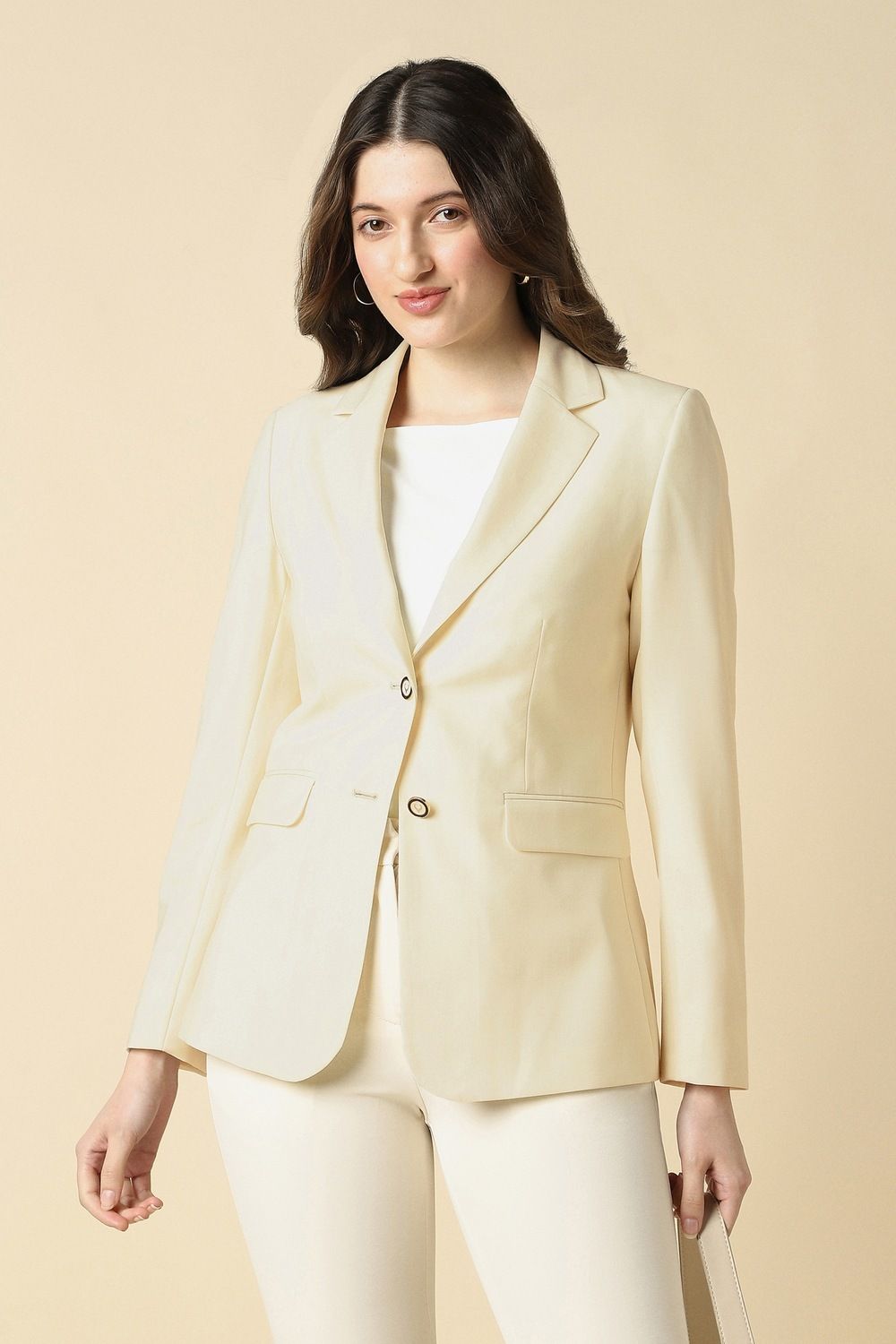 allen solly Women Solid Single Breasted Formal Blazer-picture-31