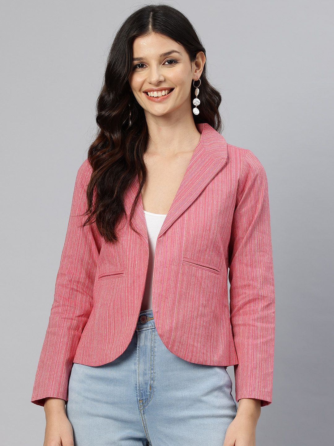 cottinfab Women Striped Single Breasted Casual Blazer-picture-39