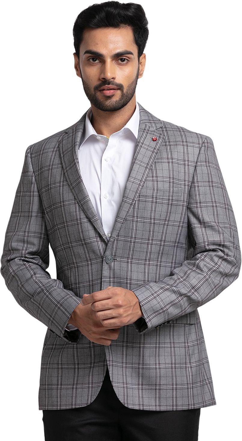 raymond Men Checkered Single Breasted Formal Blazer-picture-12