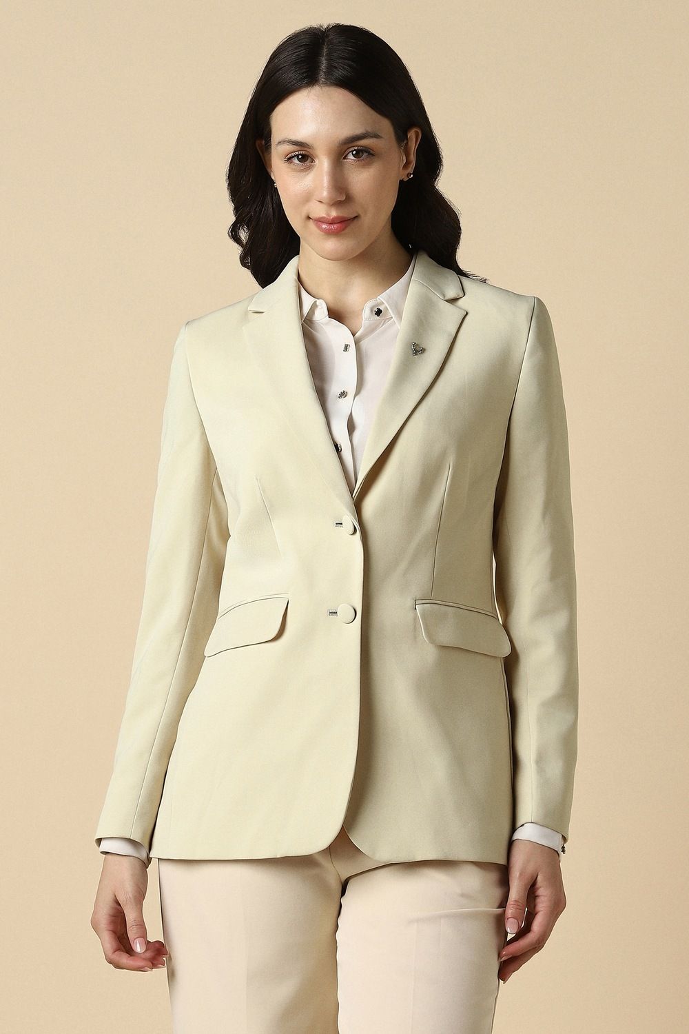 allen solly Women Solid Single Breasted Formal Blazer-picture-30