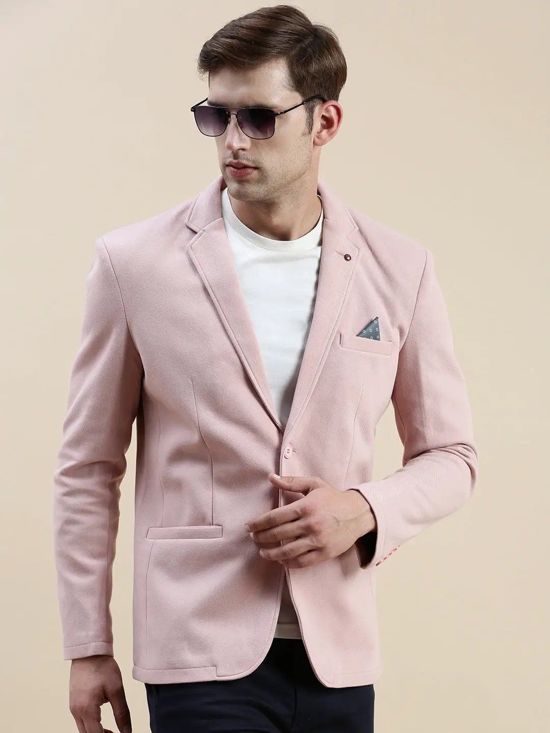 Men Solid Single Breasted Casual Blazer-image-40