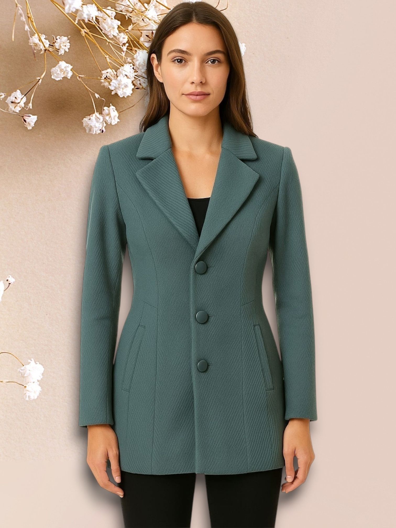 pepzo Women Solid Double Breasted Casual Blazer-picture-16