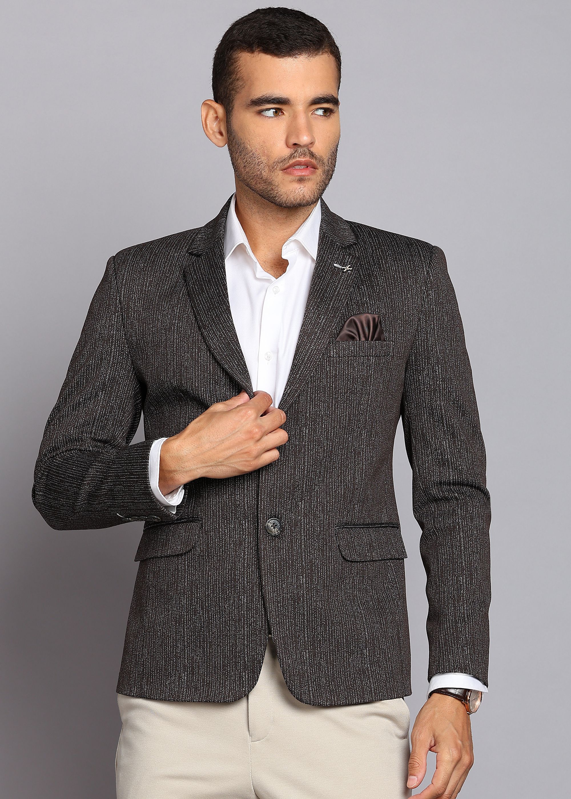 killer Men Self Design Single Breasted Casual Blazer-picture-12