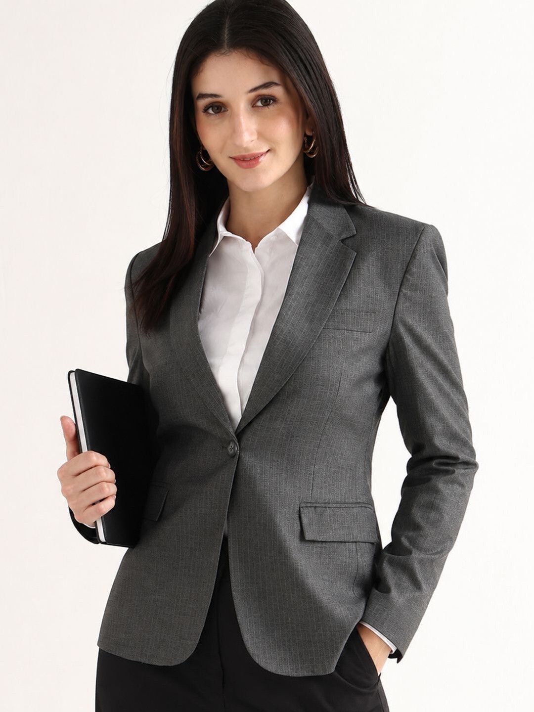 hancock Women Solid Single Breasted Formal Blazer-picture-44