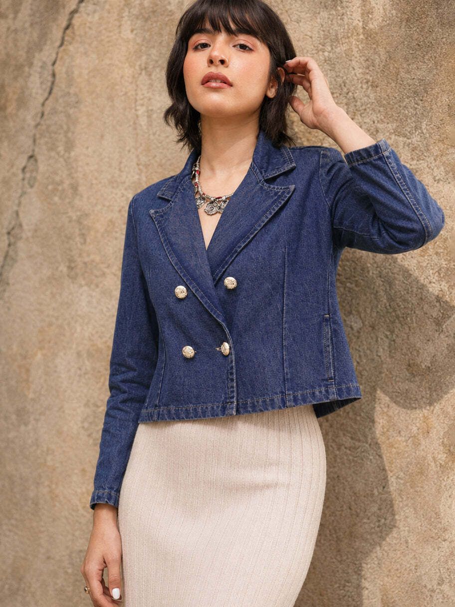 sassafras Women Solid Single Breasted Casual Blazer-picture-33