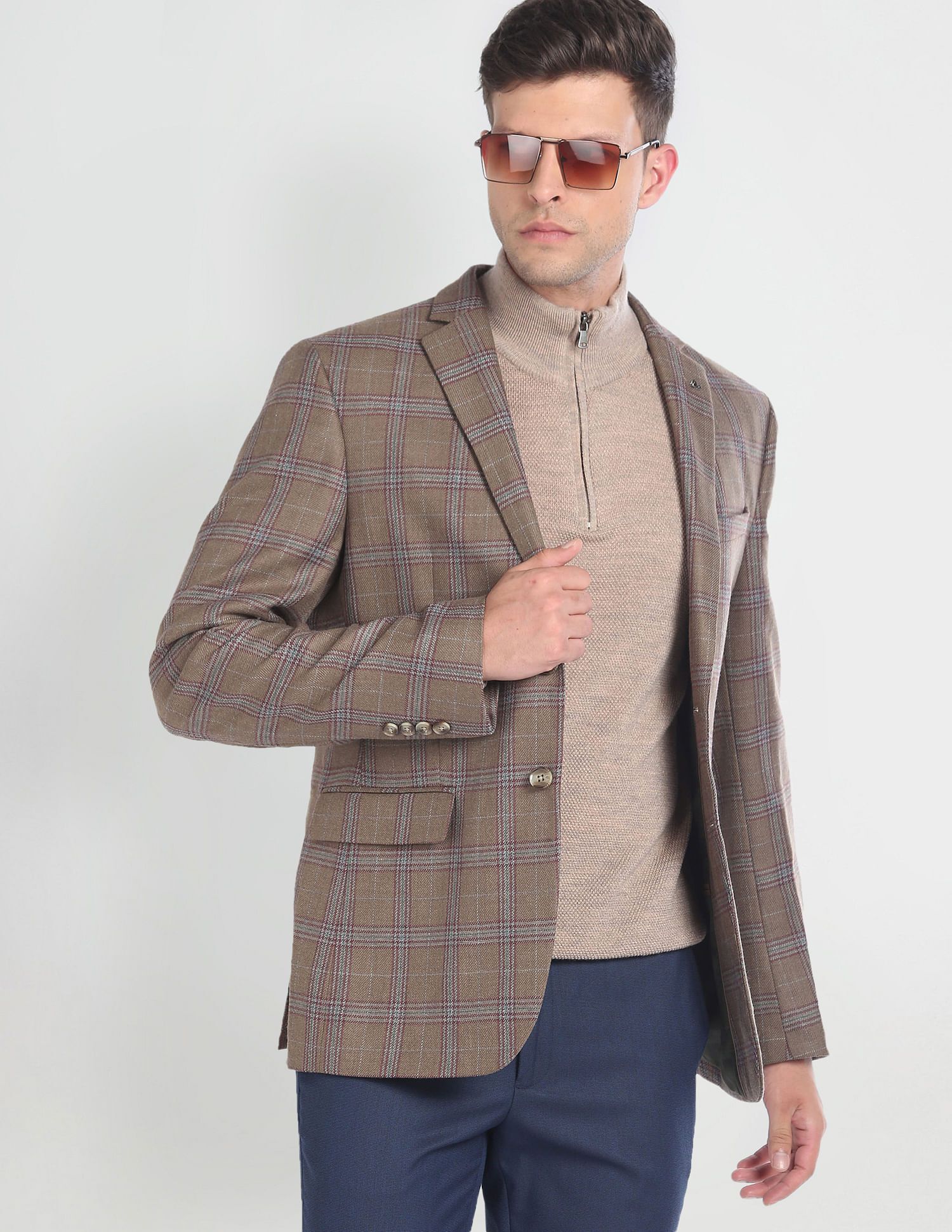 arrow Men Checkered Single Breasted Formal Blazer-picture-16