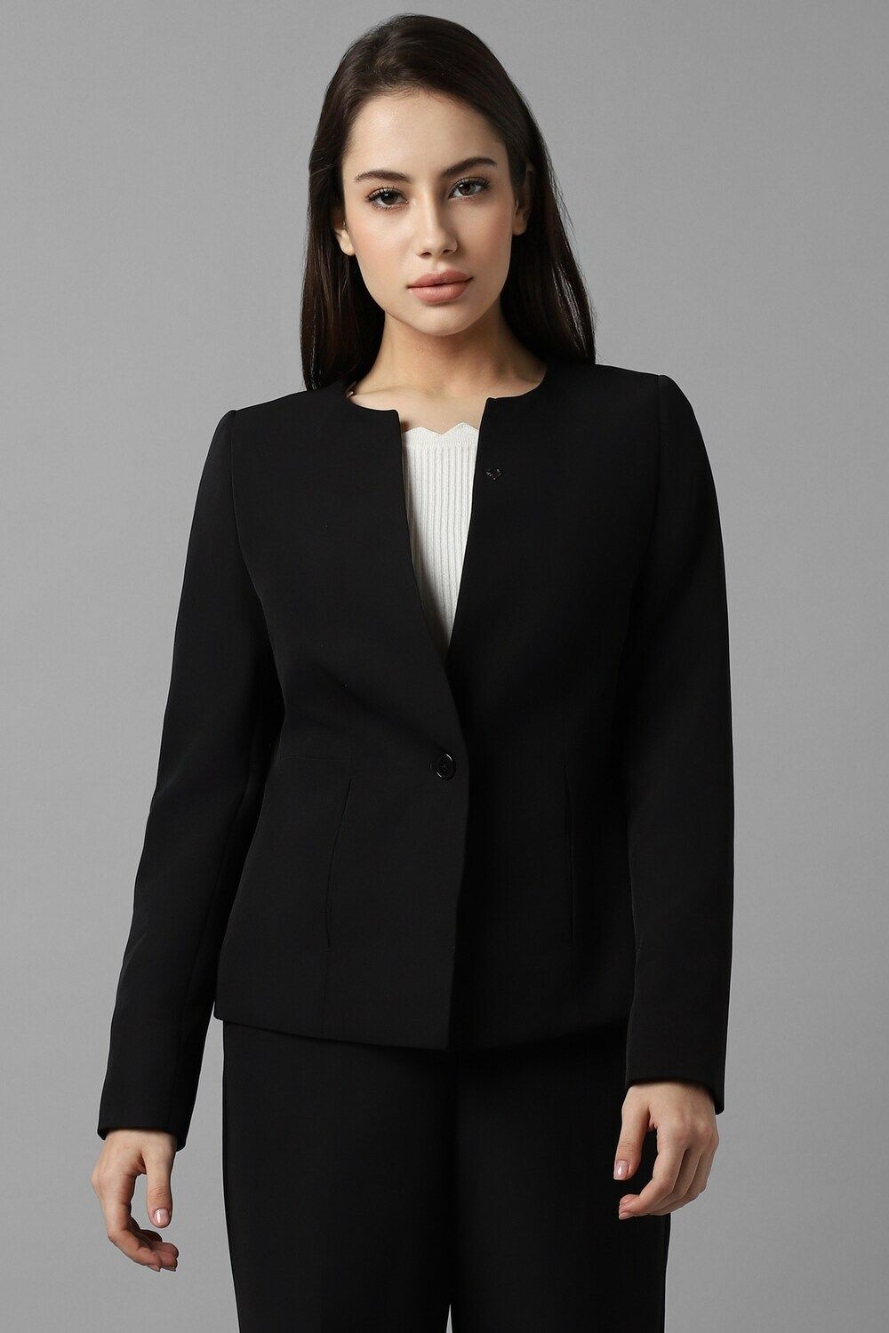 allen solly Women Solid Single Breasted Formal Blazer-picture-22