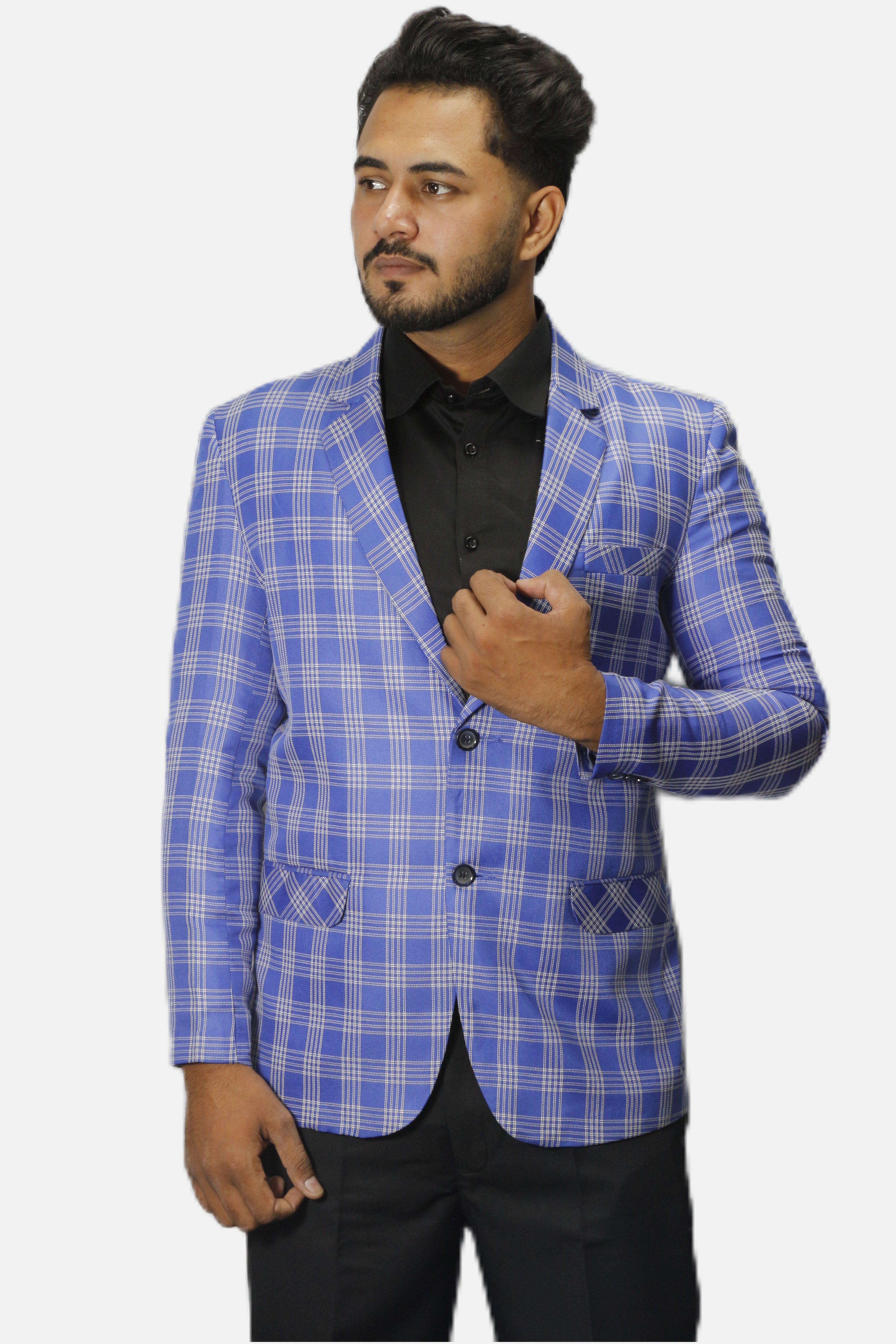 gargian master cut Men Checkered Single Breasted Wedding Blazer-picture-6
