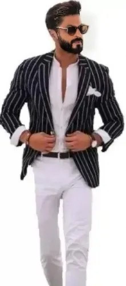 Men Striped Single Breasted Casual, Formal, Festive & Wedding Blazer-image-36