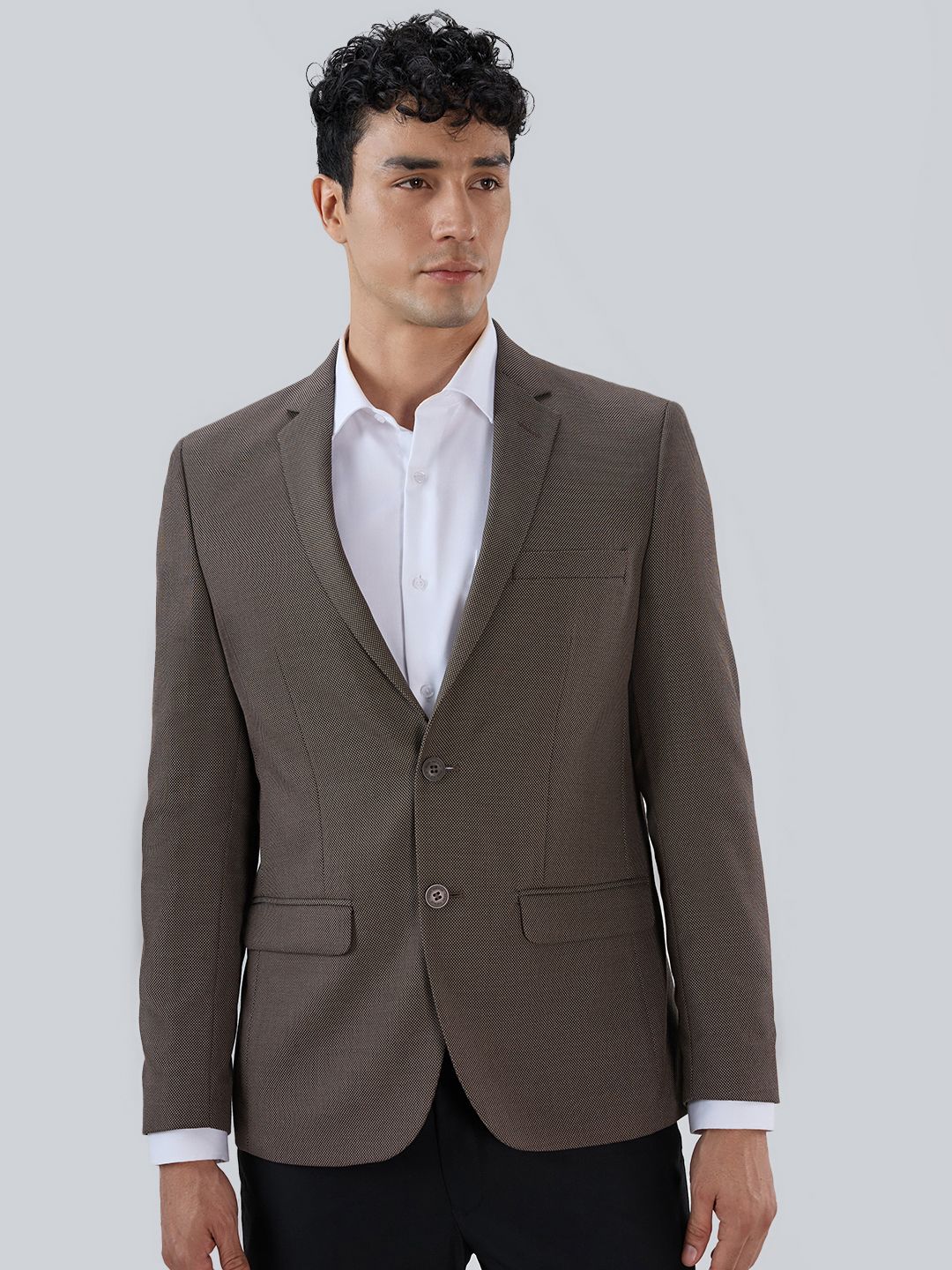 park avenue Men Self Design Double Breasted Formal Blazer-picture-18