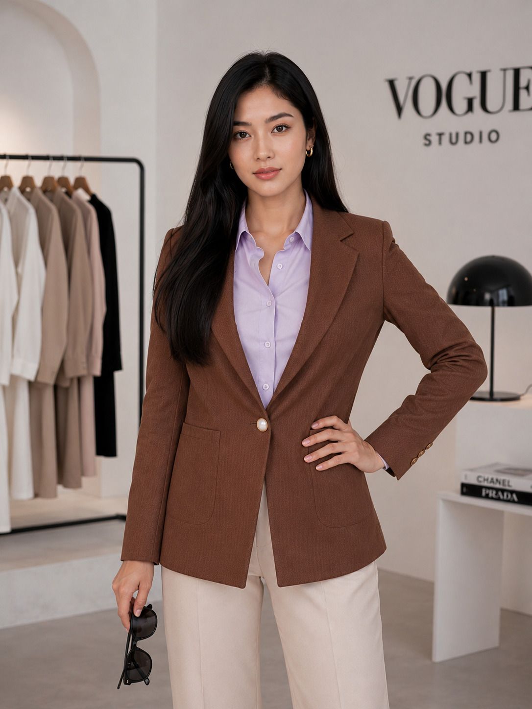 tinz Women Striped Mandarin Casual Blazer-picture-16