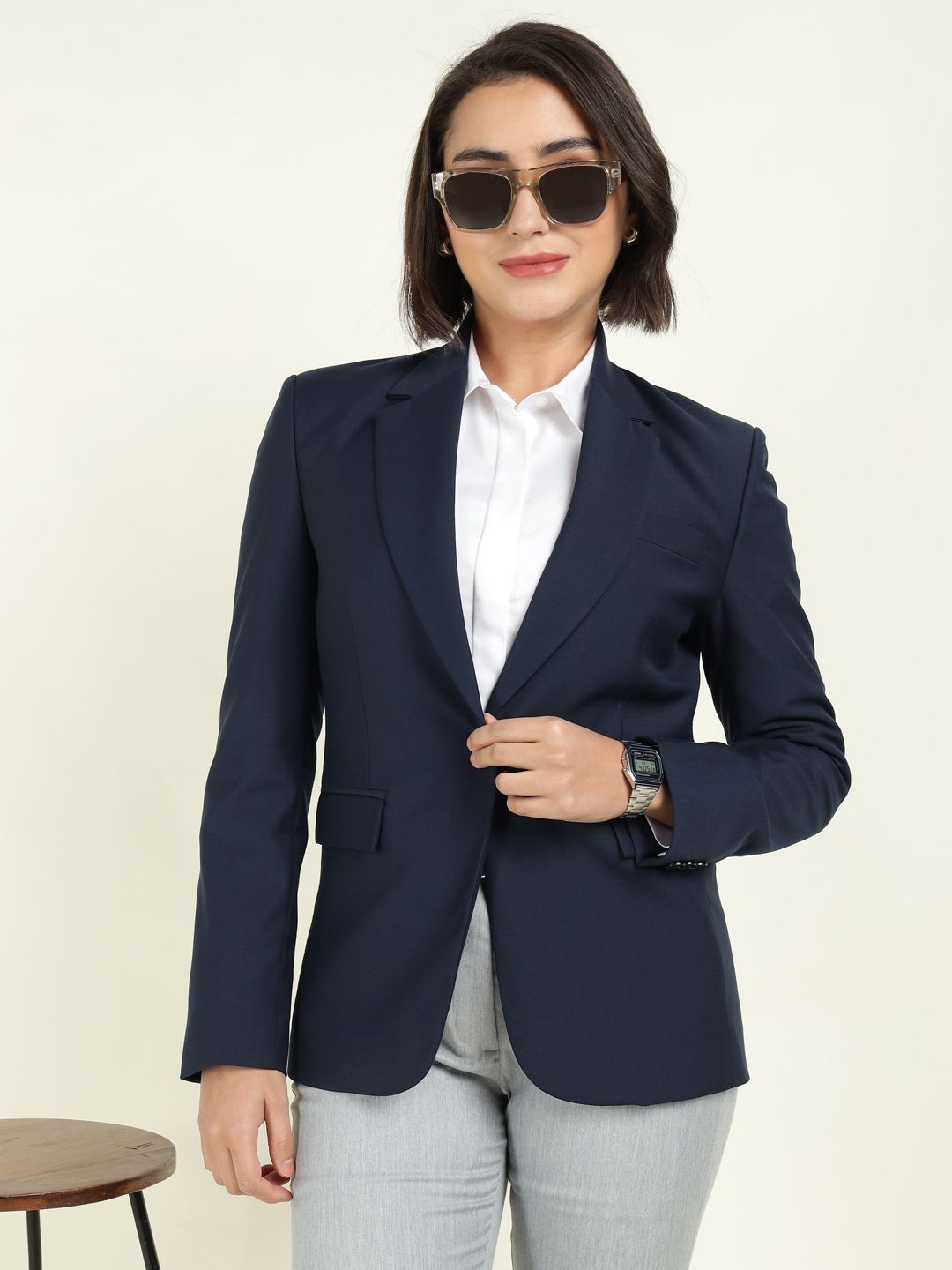 hancock Women Solid Single Breasted Formal Blazer-picture-41