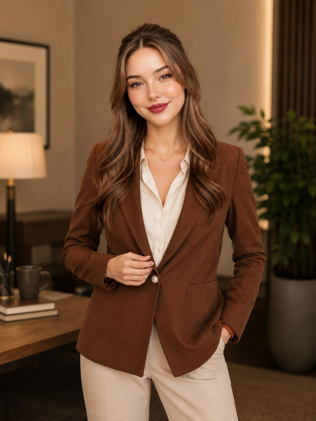 bhavya exports Women Striped Mandarin Formal Blazer-picture-37