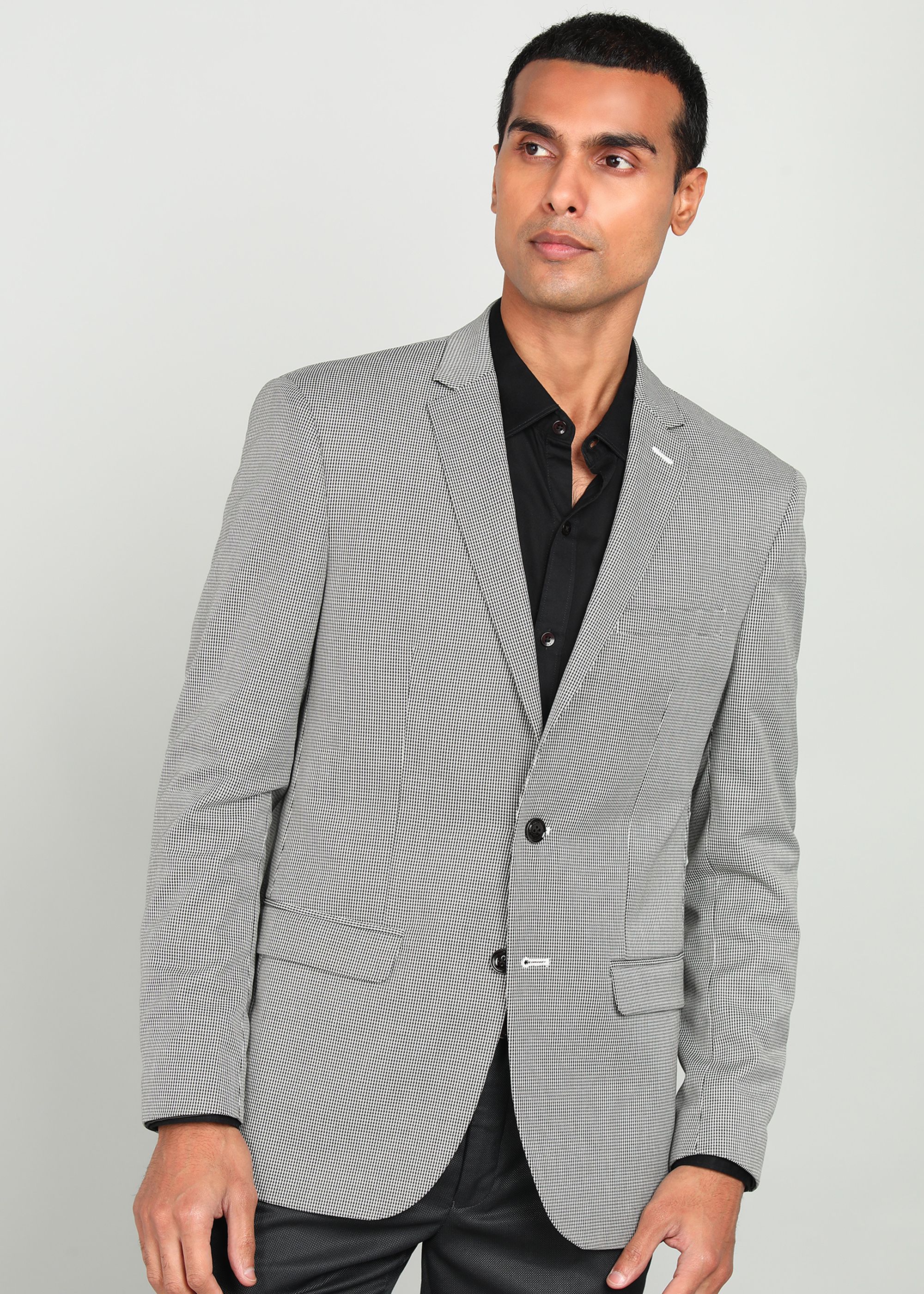park avenue Men Houndstooth Single Breasted Formal Blazer-picture-37