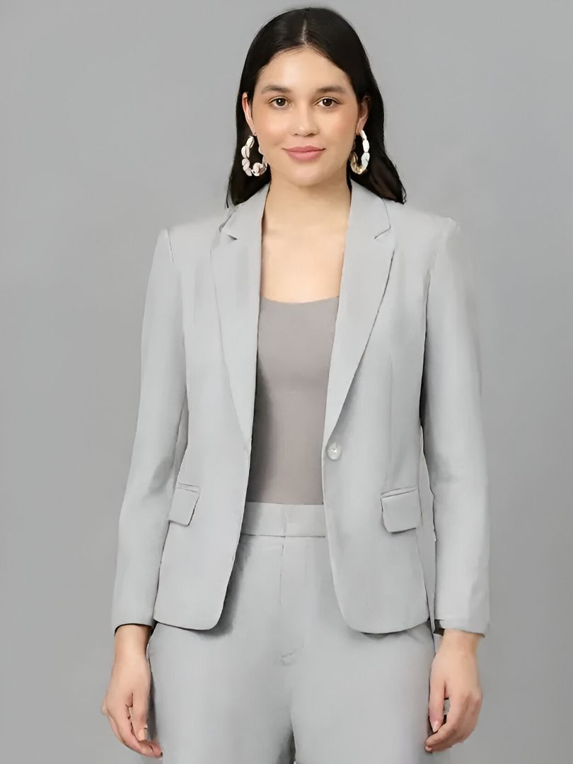cadmon Women Solid Single Breasted Formal Blazer-picture-18