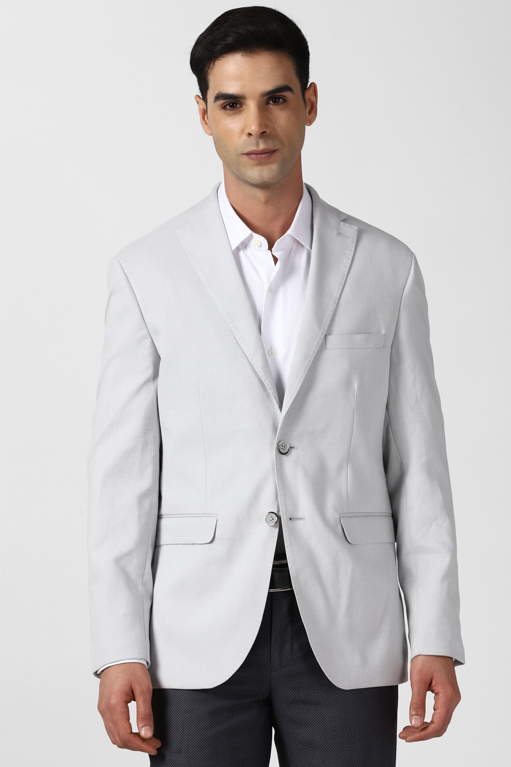peter england Men Solid Single Breasted Casual Blazer-picture-19