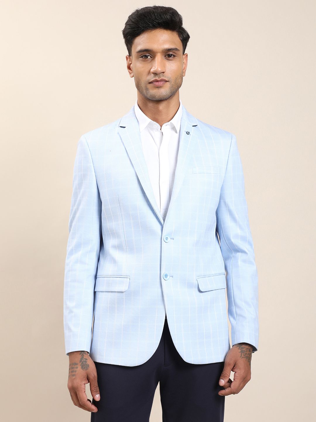 turtle Men Checkered Single Breasted Casual Blazer-picture-20