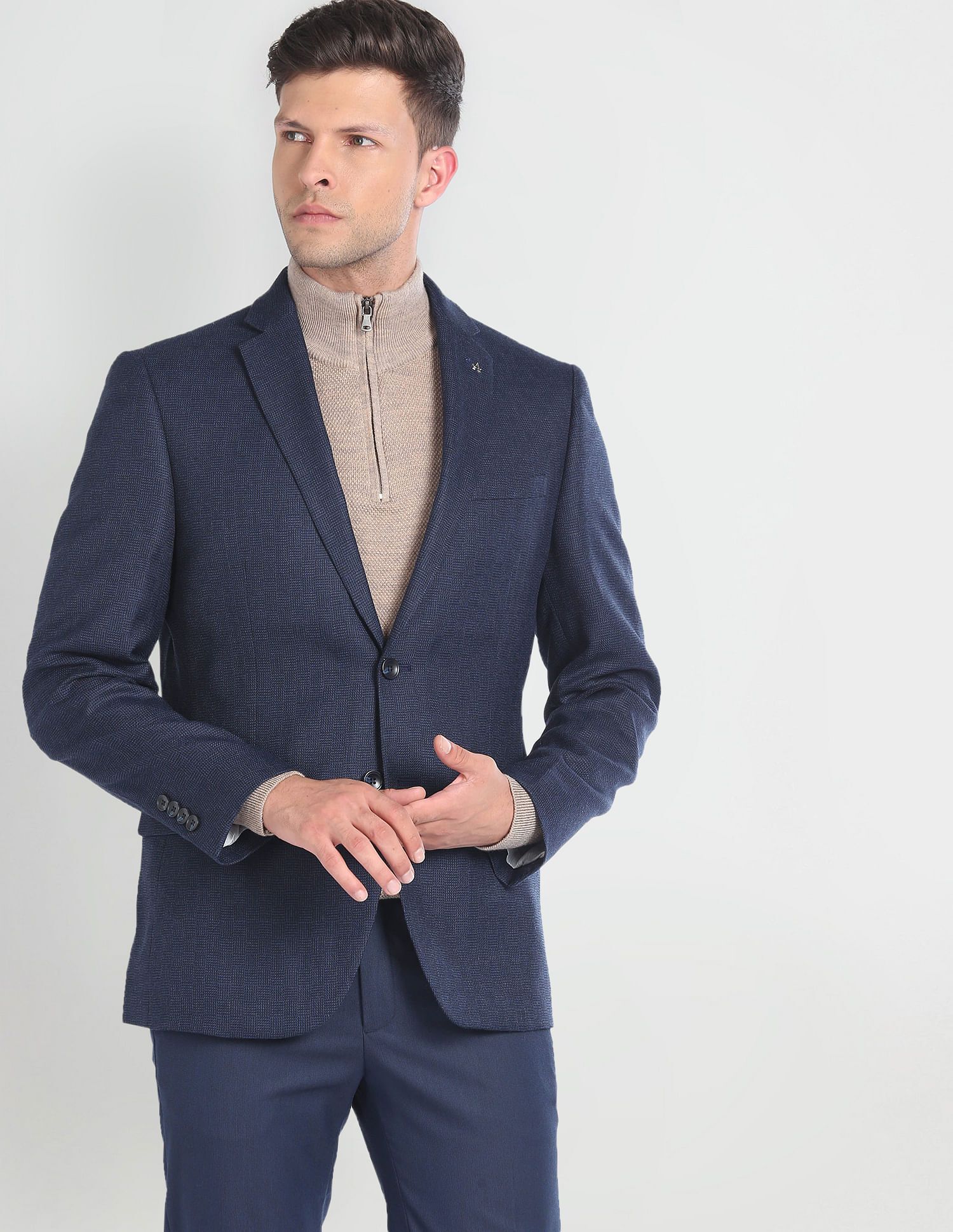 arrow Men Solid Single Breasted Formal Blazer-picture-11