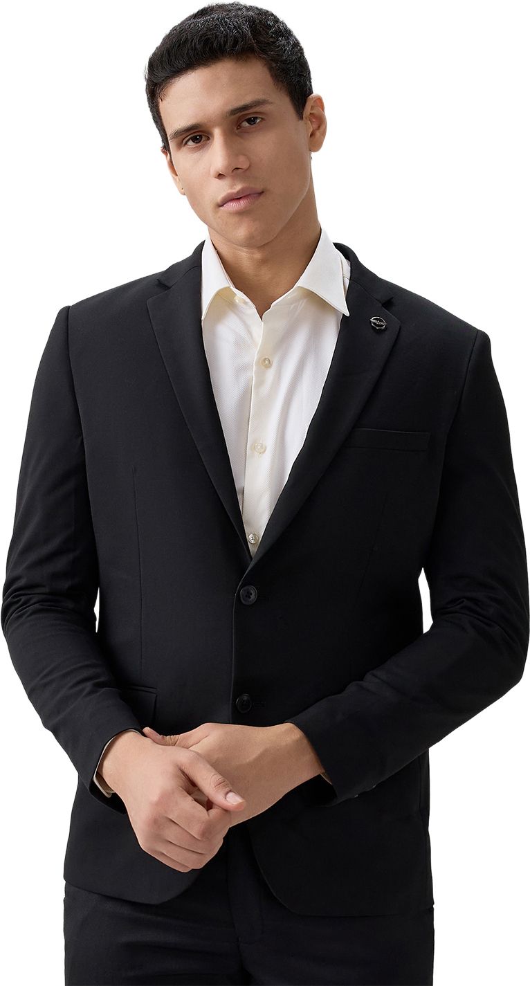 park avenue Men Solid Single Breasted Formal Blazer-picture-17