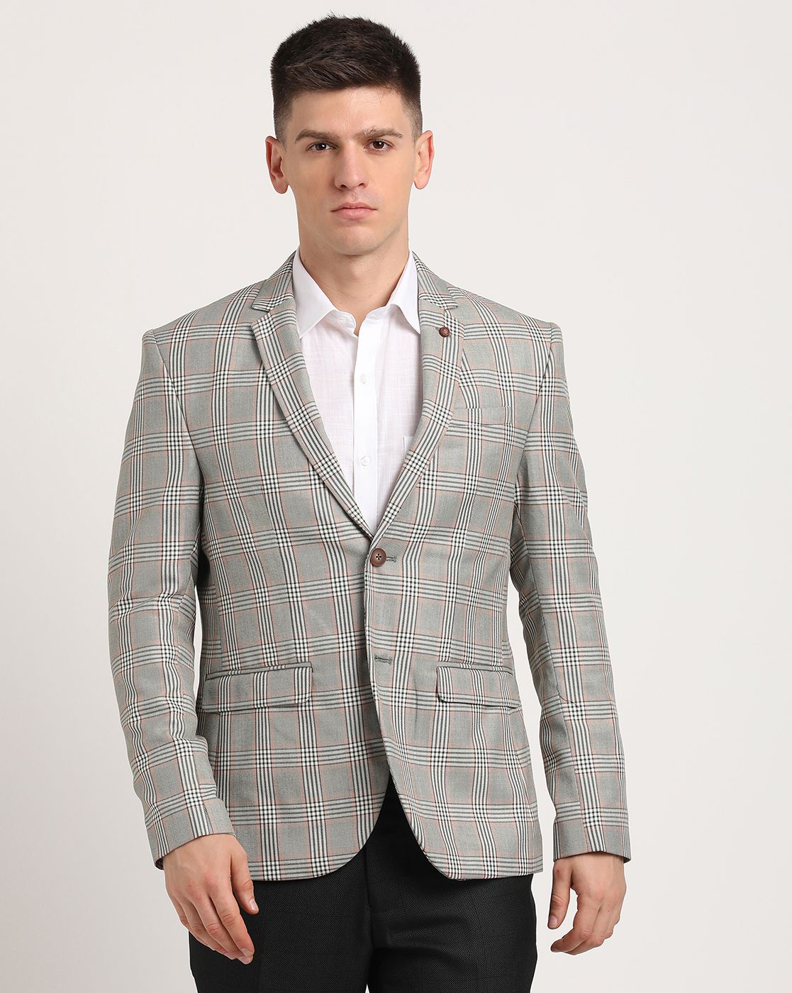 turtle Men Checkered Single Breasted Casual Blazer-picture-20