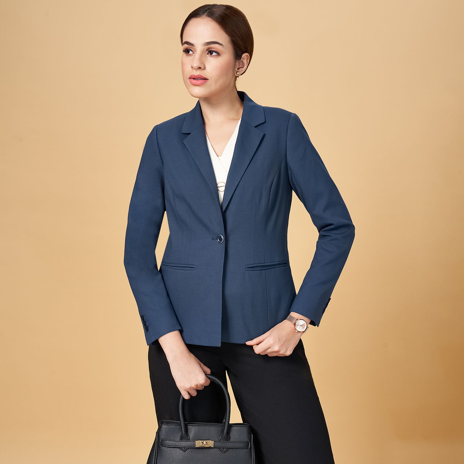 annabelle by pantaloons Women Solid Single Breasted Formal Blazer-picture-18