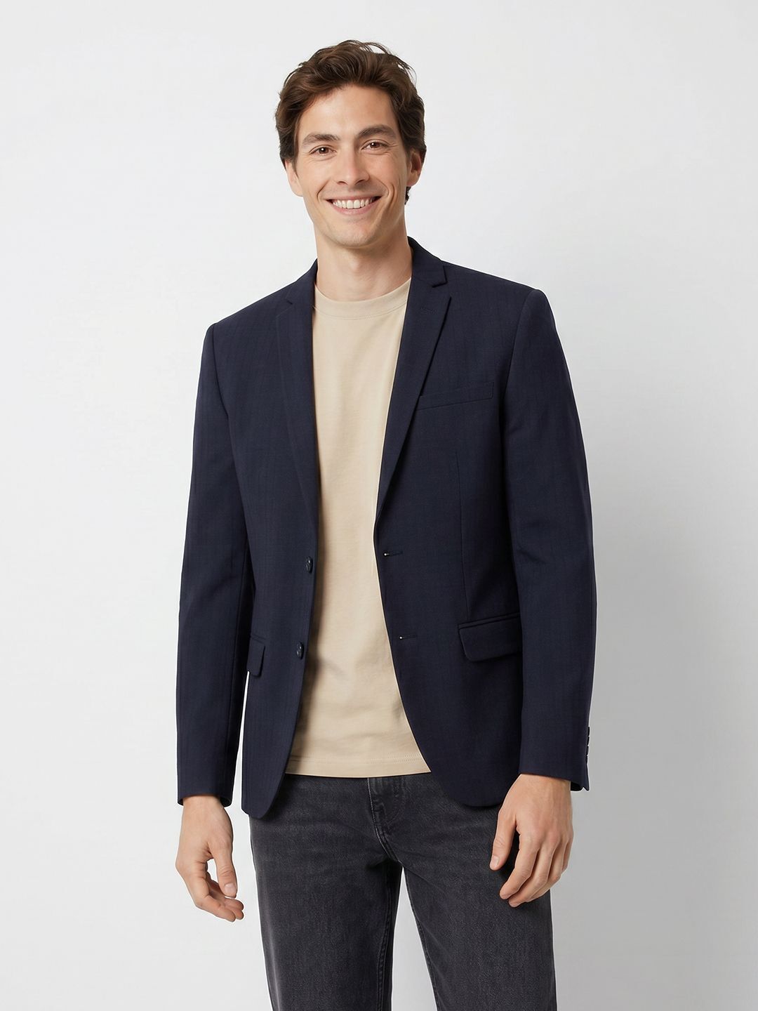 mast & harbour Men Solid Single Breasted Casual Blazer-picture-45