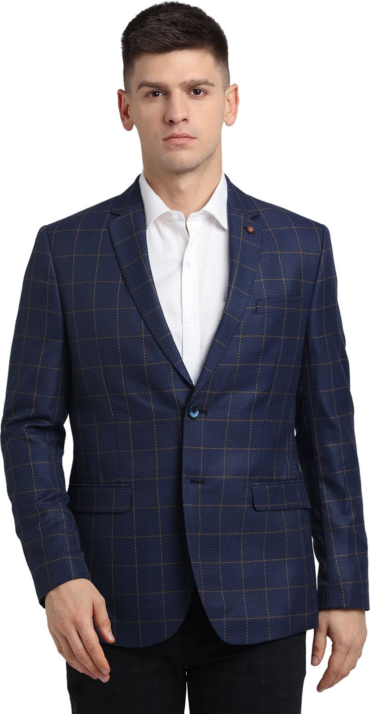 turtle Men Checkered Single Breasted Casual Blazer-picture-26