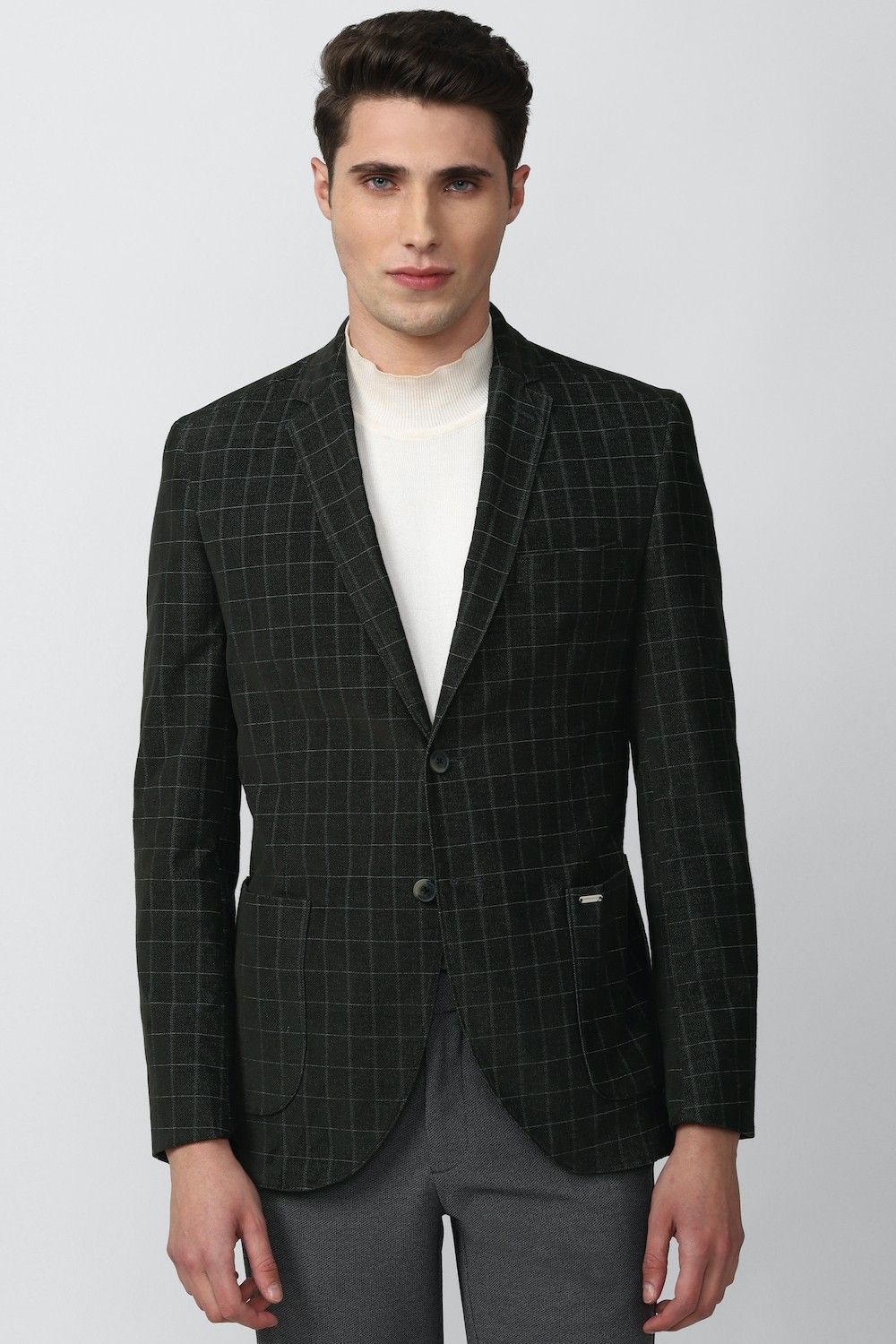 van heusen Men Checkered Single Breasted Formal Blazer-picture-16