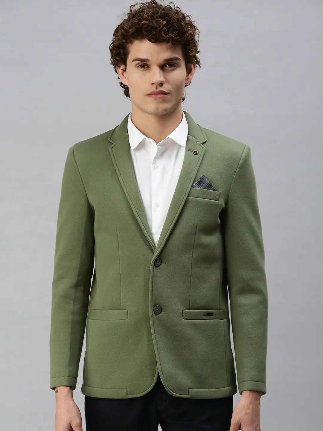 showoffff Men Self Design Single Breasted Casual Blazer-picture-30