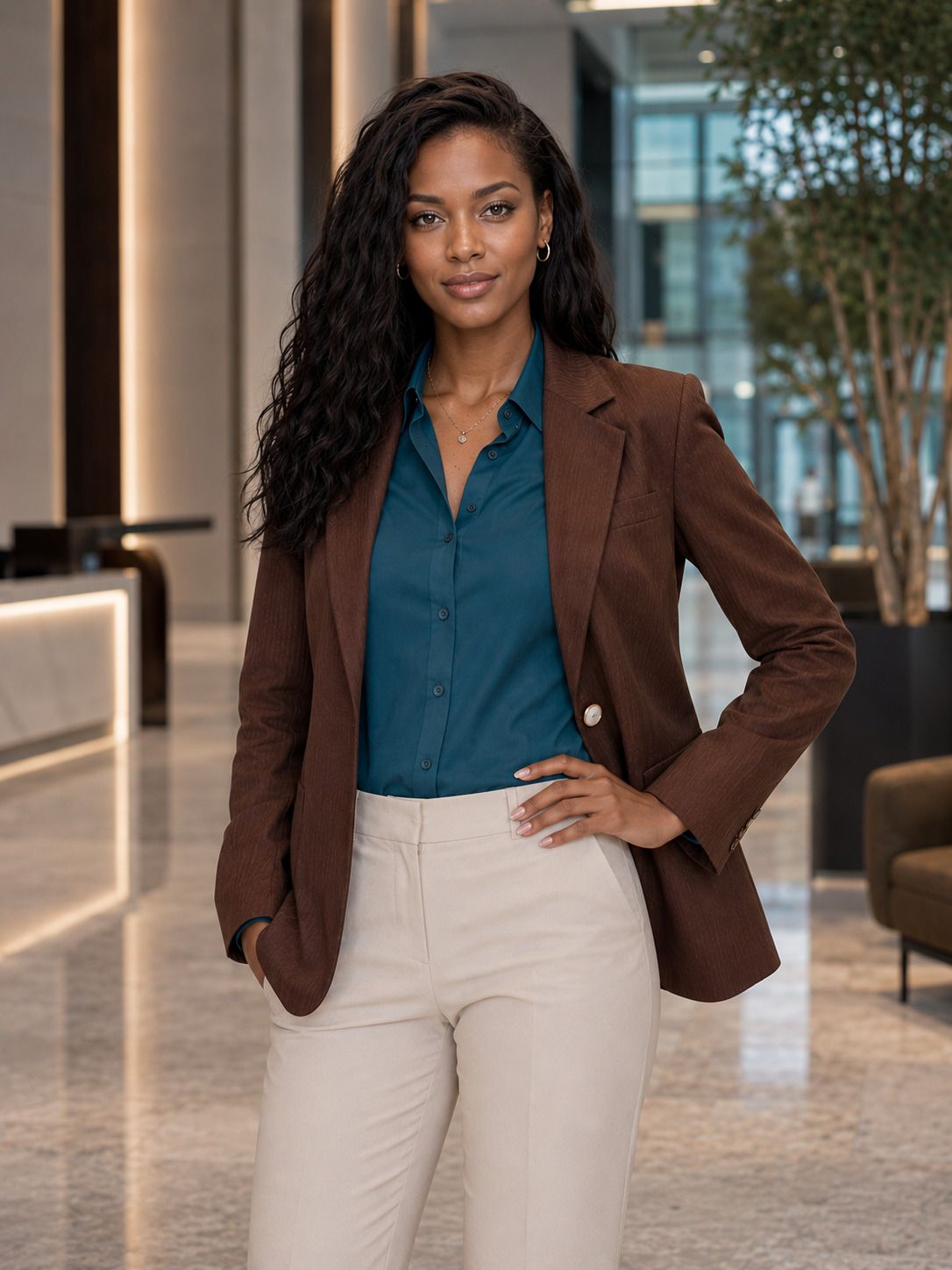 tinz Women Striped Mandarin Casual Blazer-picture-23