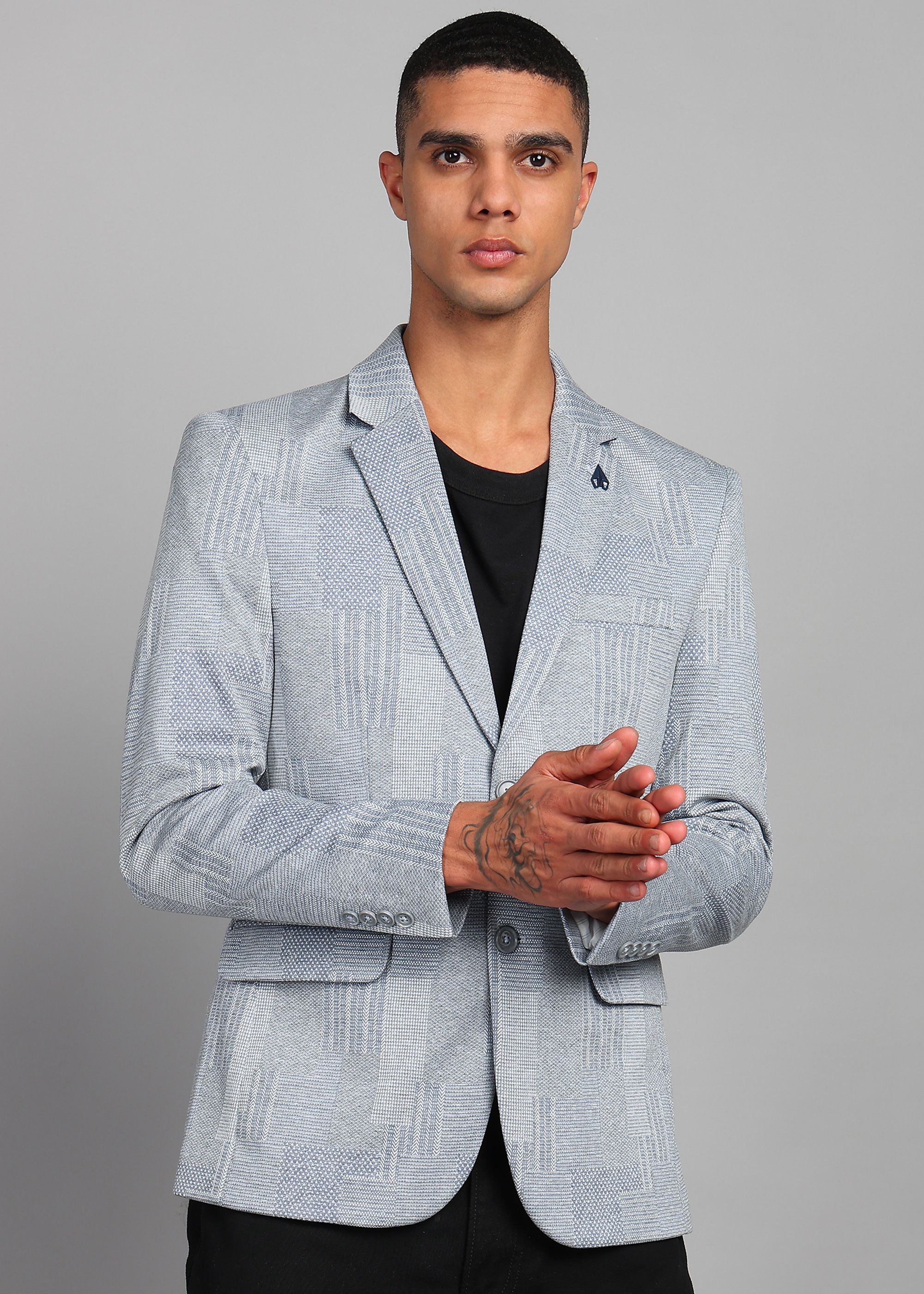 killer Men Self Design Single Breasted Casual Blazer-picture-11