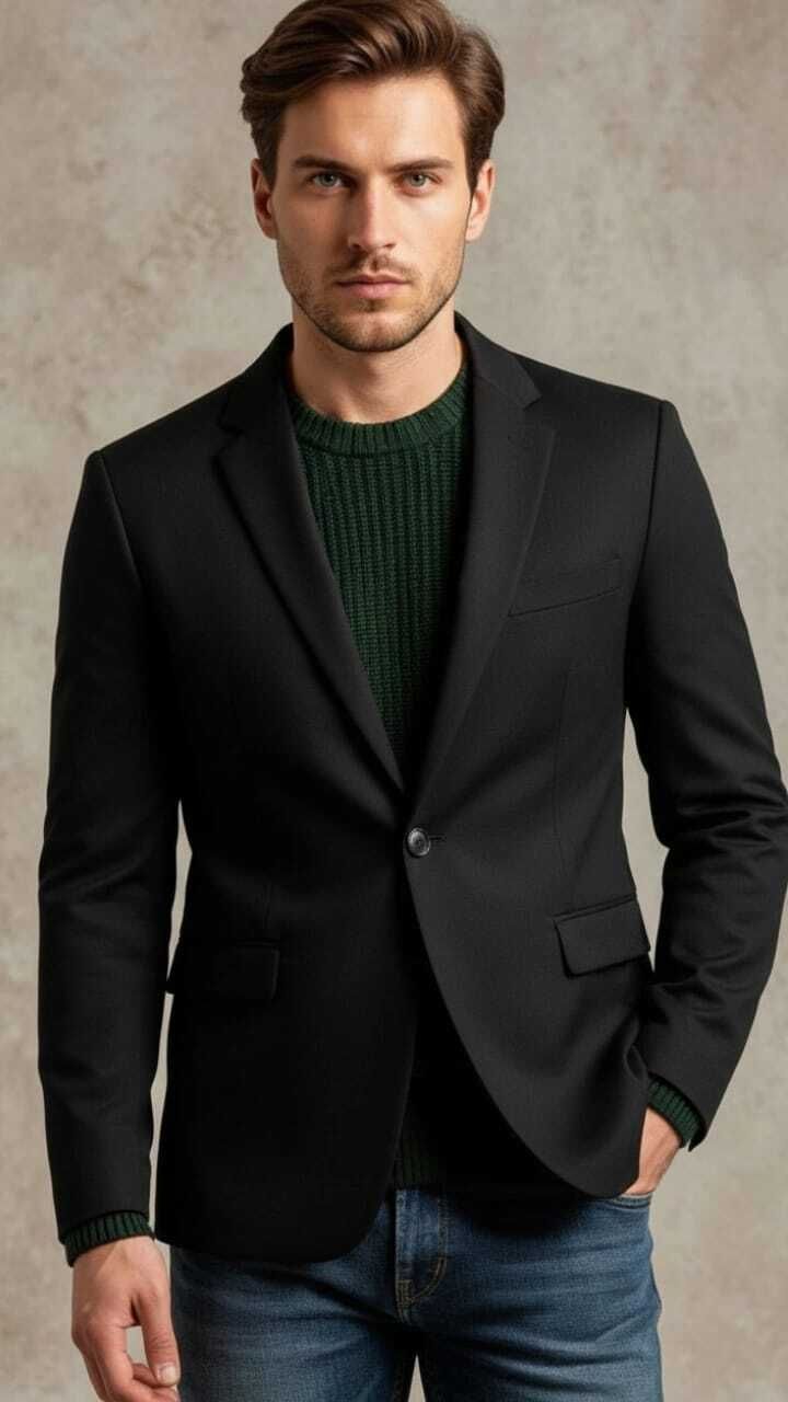 Men Solid Single Breasted Casual Blazer