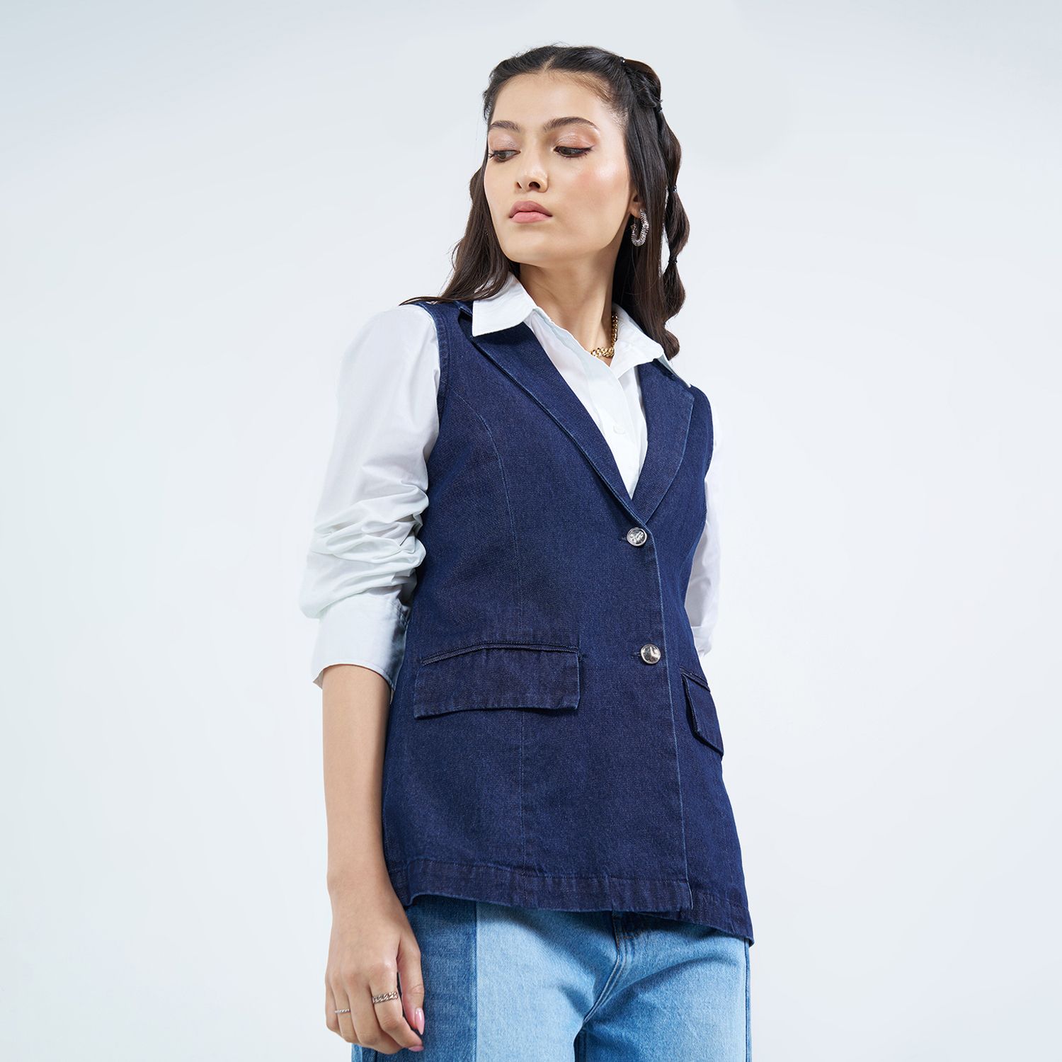 sf jeans by pantaloons Women Solid Single Breasted Casual Blazer-picture-28