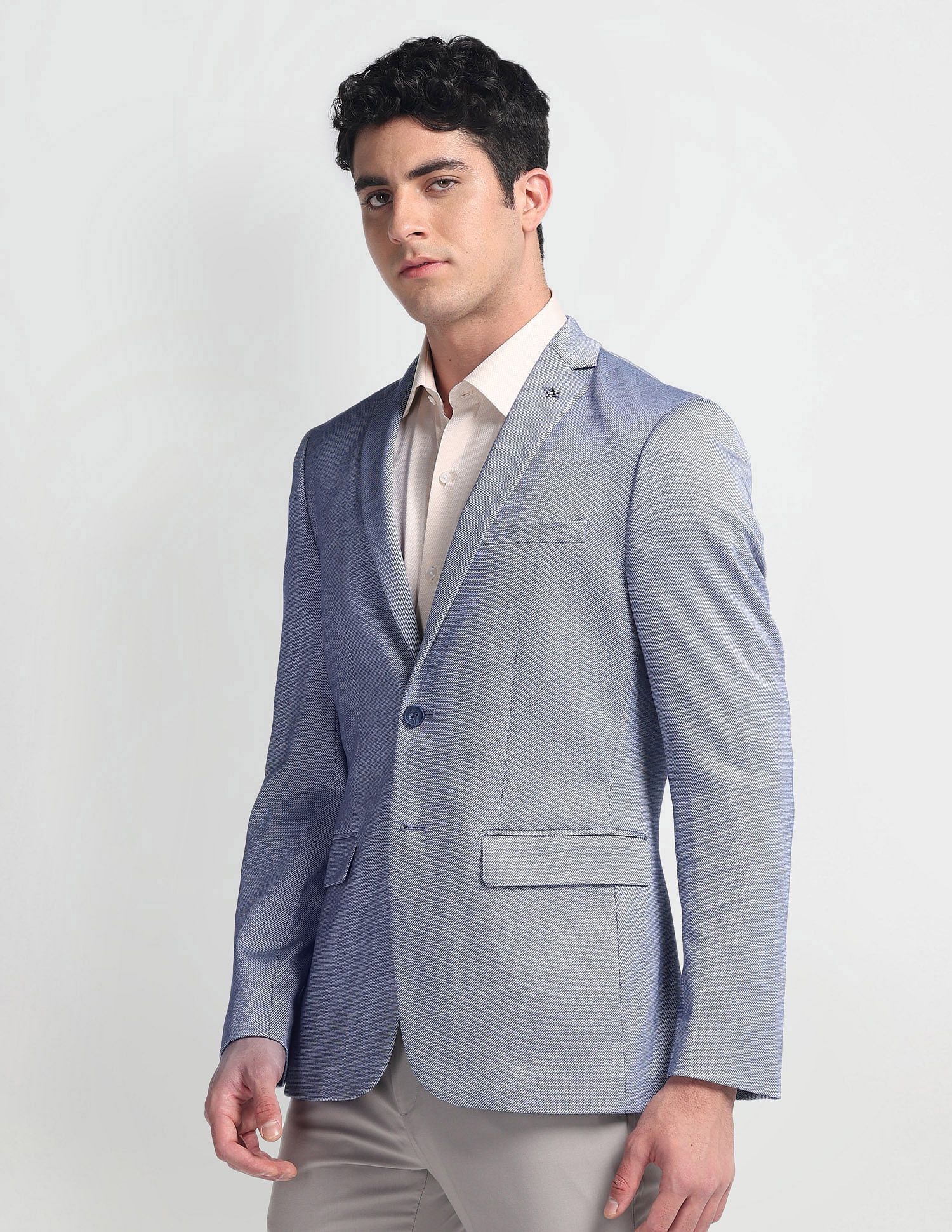 arrow Men Self Design Single Breasted Formal Blazer-picture-14