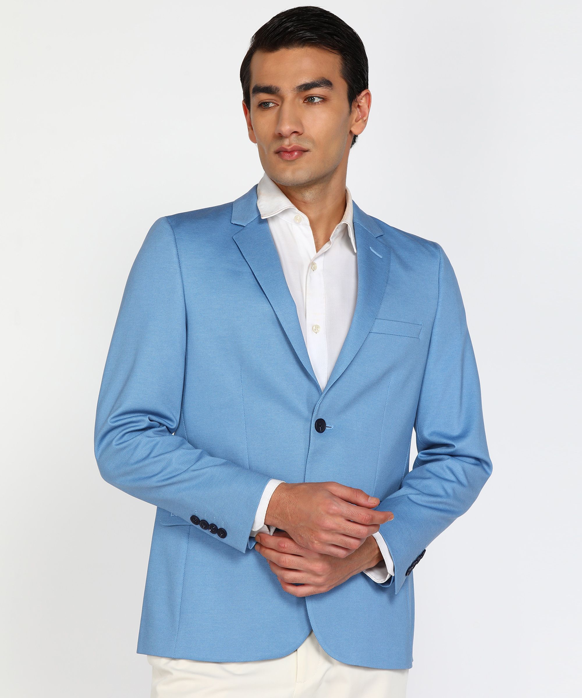 peter england Men Self Design Single Breasted Formal Blazer-picture-28