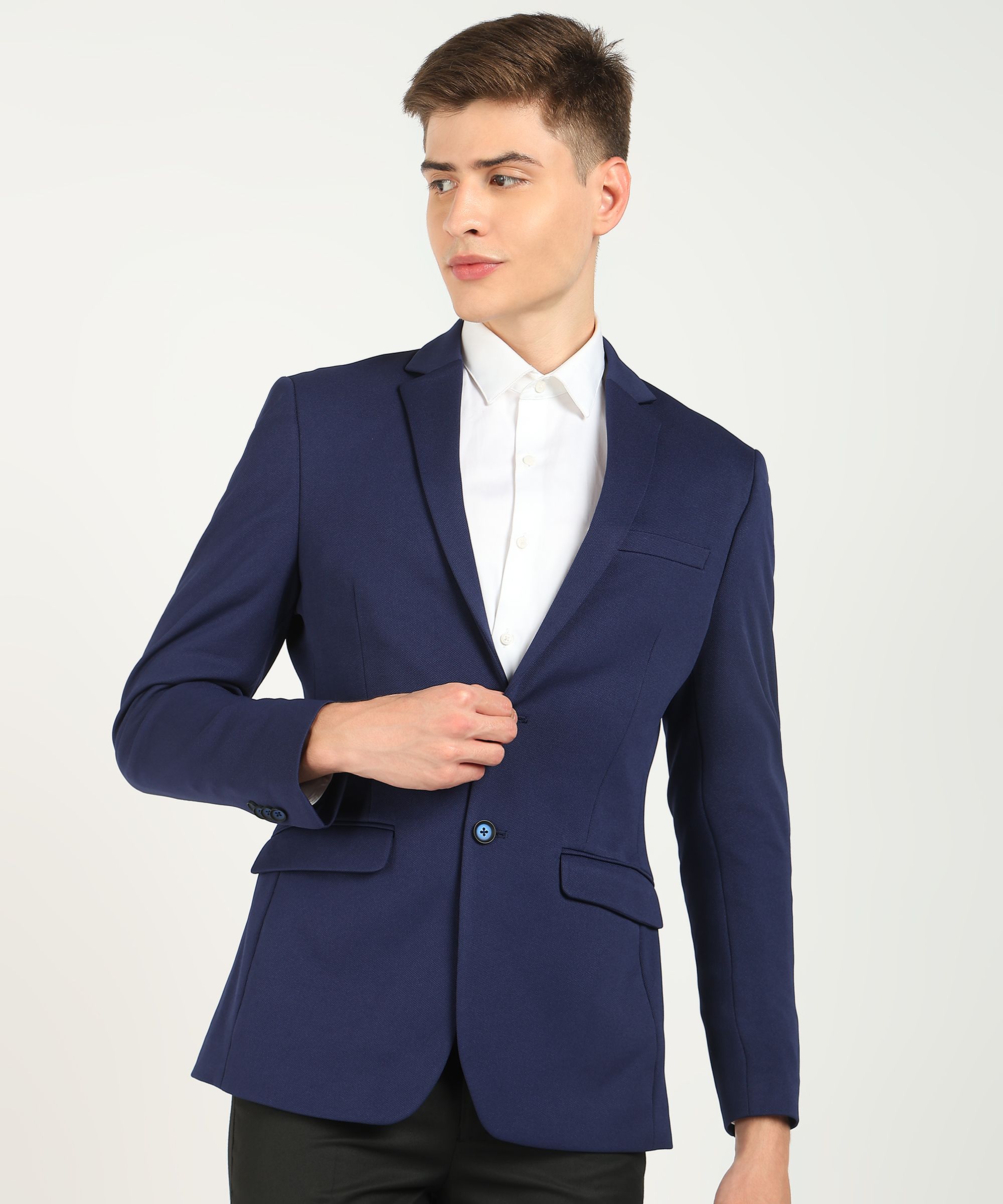 park avenue Men Solid Single Breasted Formal Blazer-picture-19
